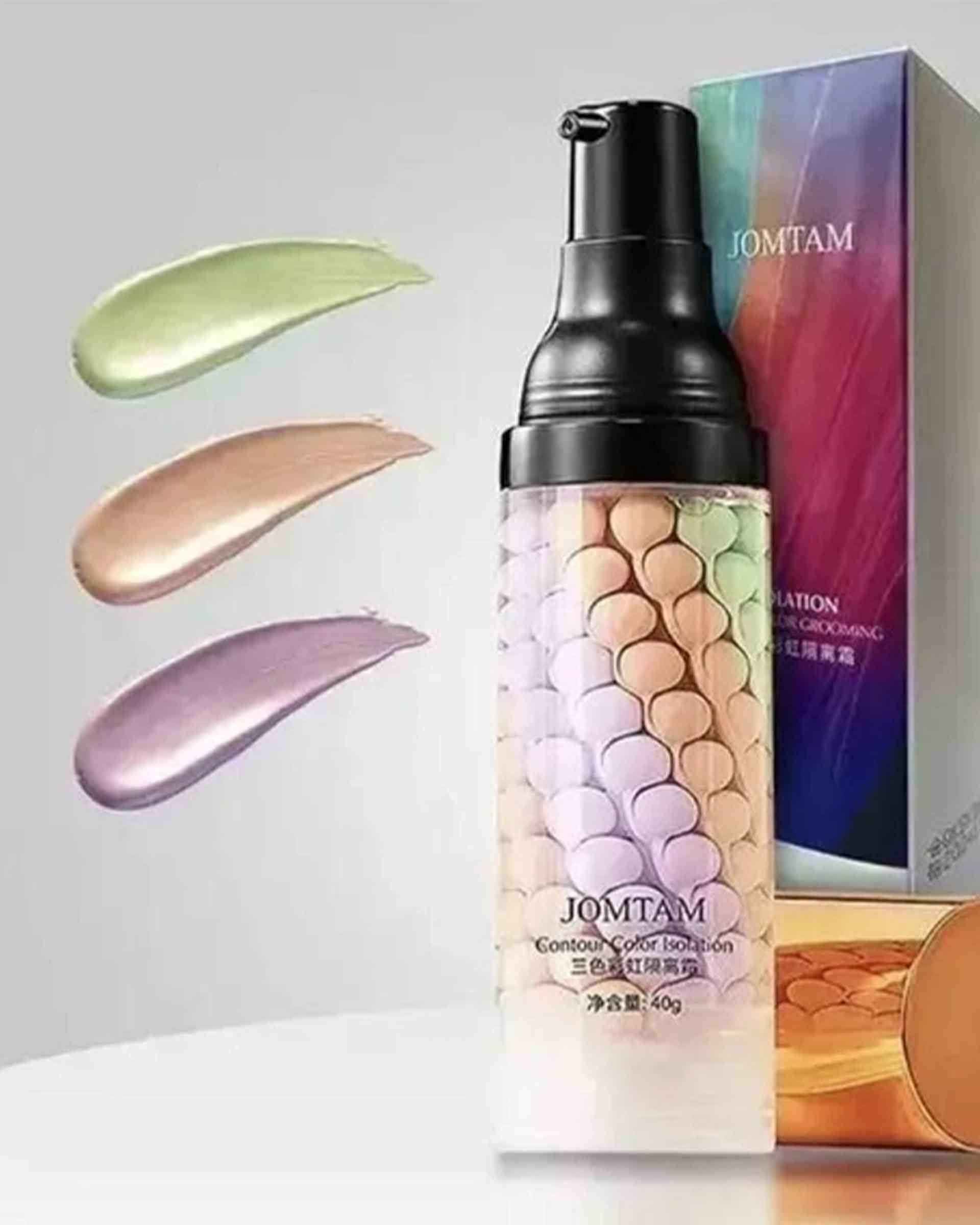 پرایمر رنگی مرواریدی تثبیت کننده آرایش جومتام Jomtam مدل Isolation Three Color Grooming وزن 40 گرم