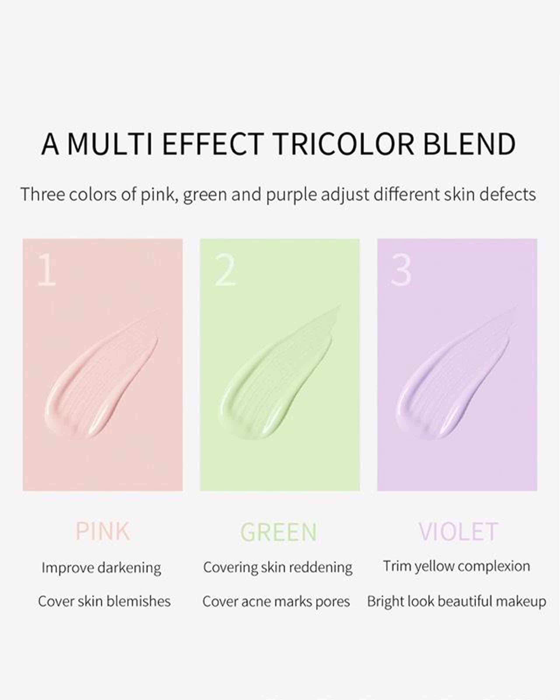 پرایمر رنگی مرواریدی تثبیت کننده آرایش جومتام Jomtam مدل Isolation Three Color Grooming وزن 40 گرم