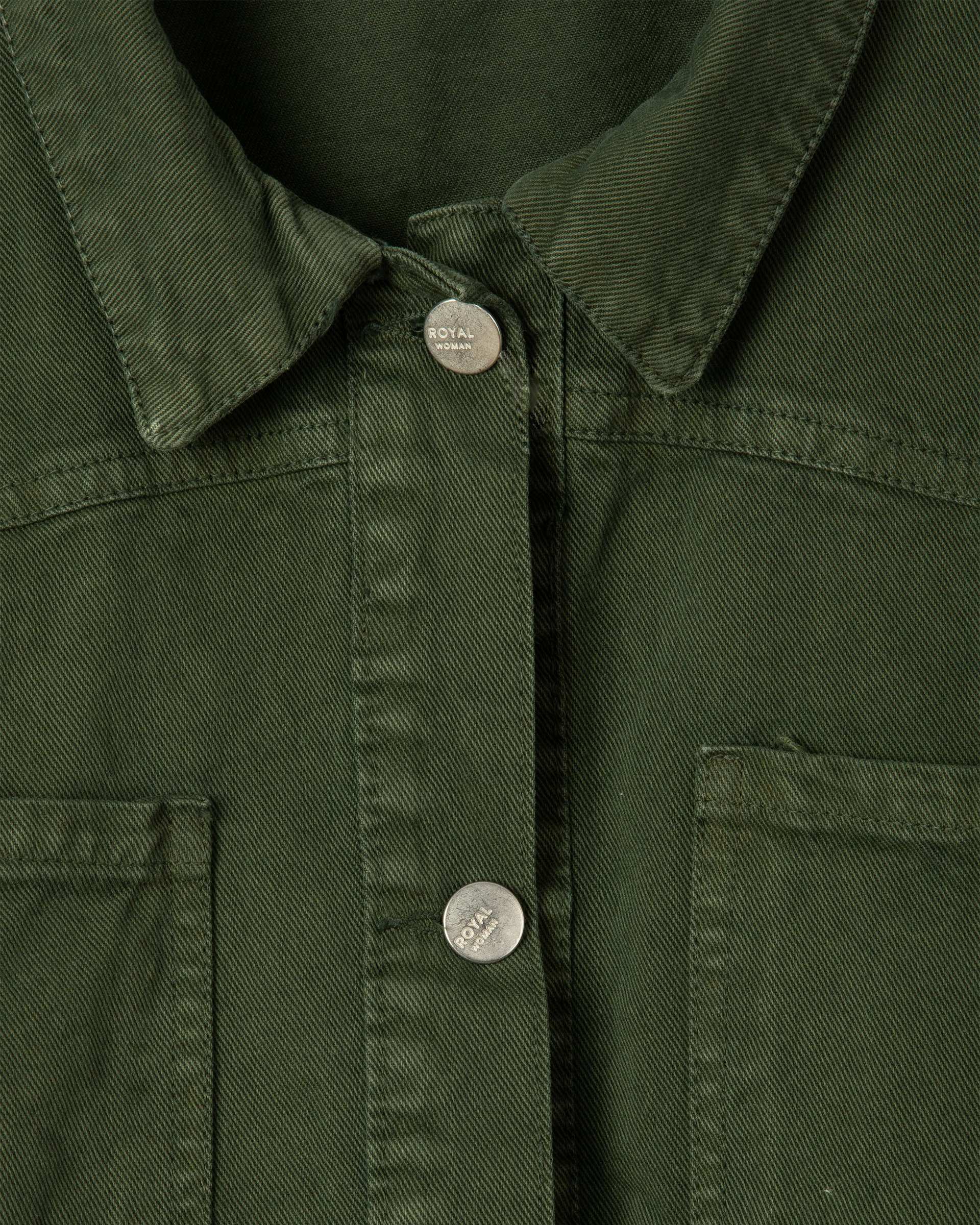 کت زنانه کتان کوتاه سبز تیره رویال جین Royal Jeans کد 700163 