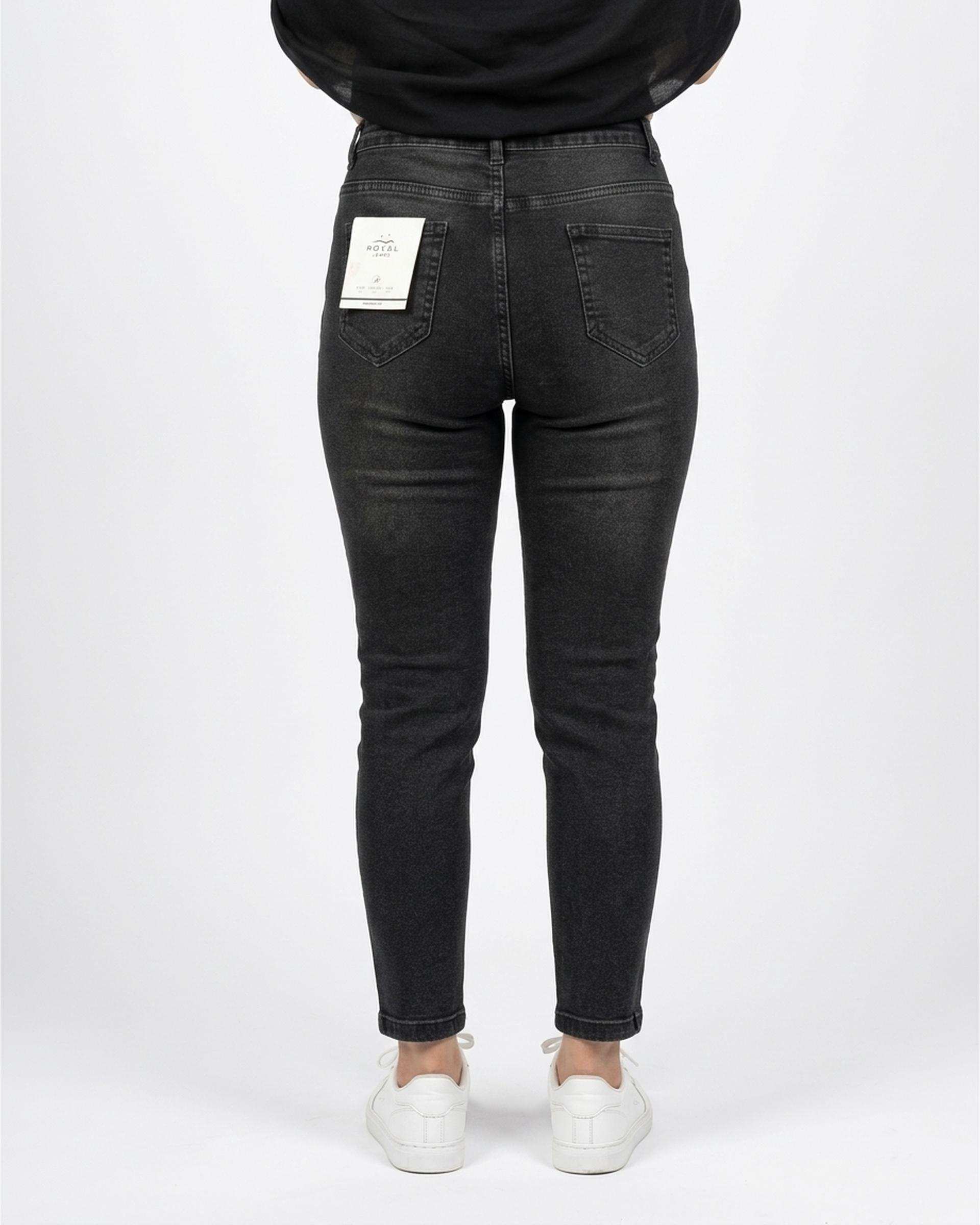 شلوار جین زنانه اسکینی زاپ دار قد 90 زغالی جین Royal Jeans کد 30009011