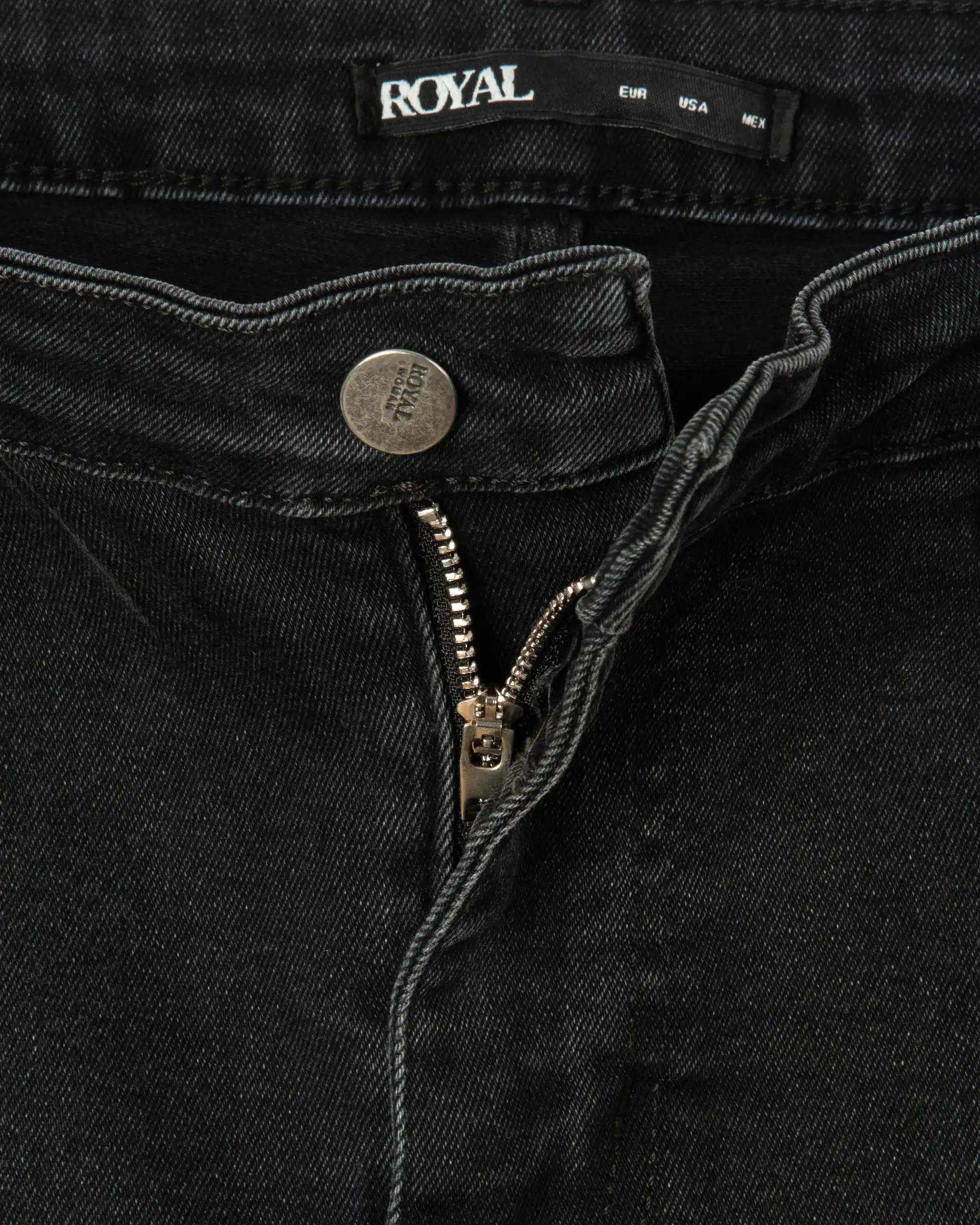 شلوار جین زنانه اسکینی زاپ دار قد 90 زغالی جین Royal Jeans کد 30009011