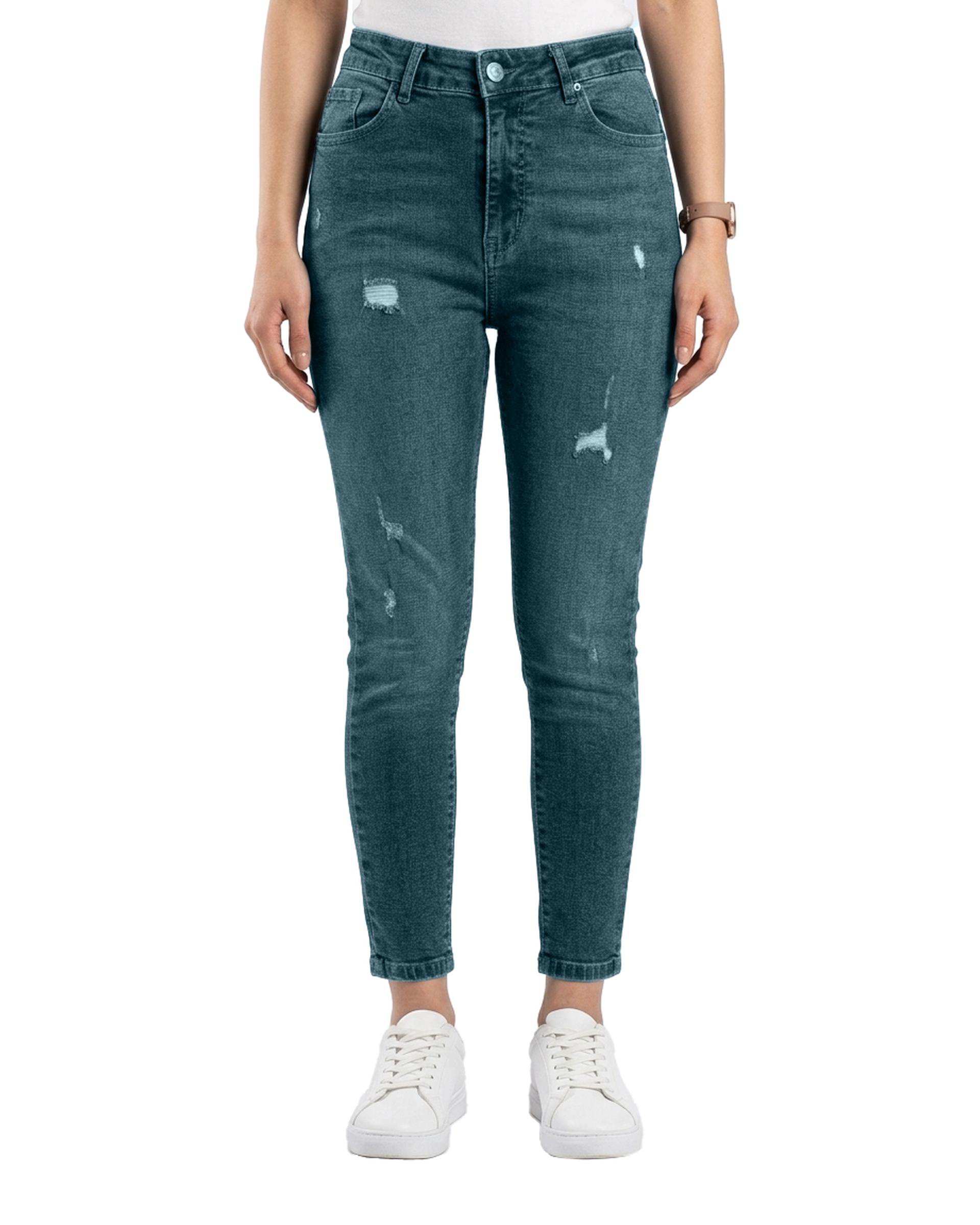 شلوار جین زنانه اسکینی قد 90 ابی تیره رویال جین Royal Jeans کد 30008639