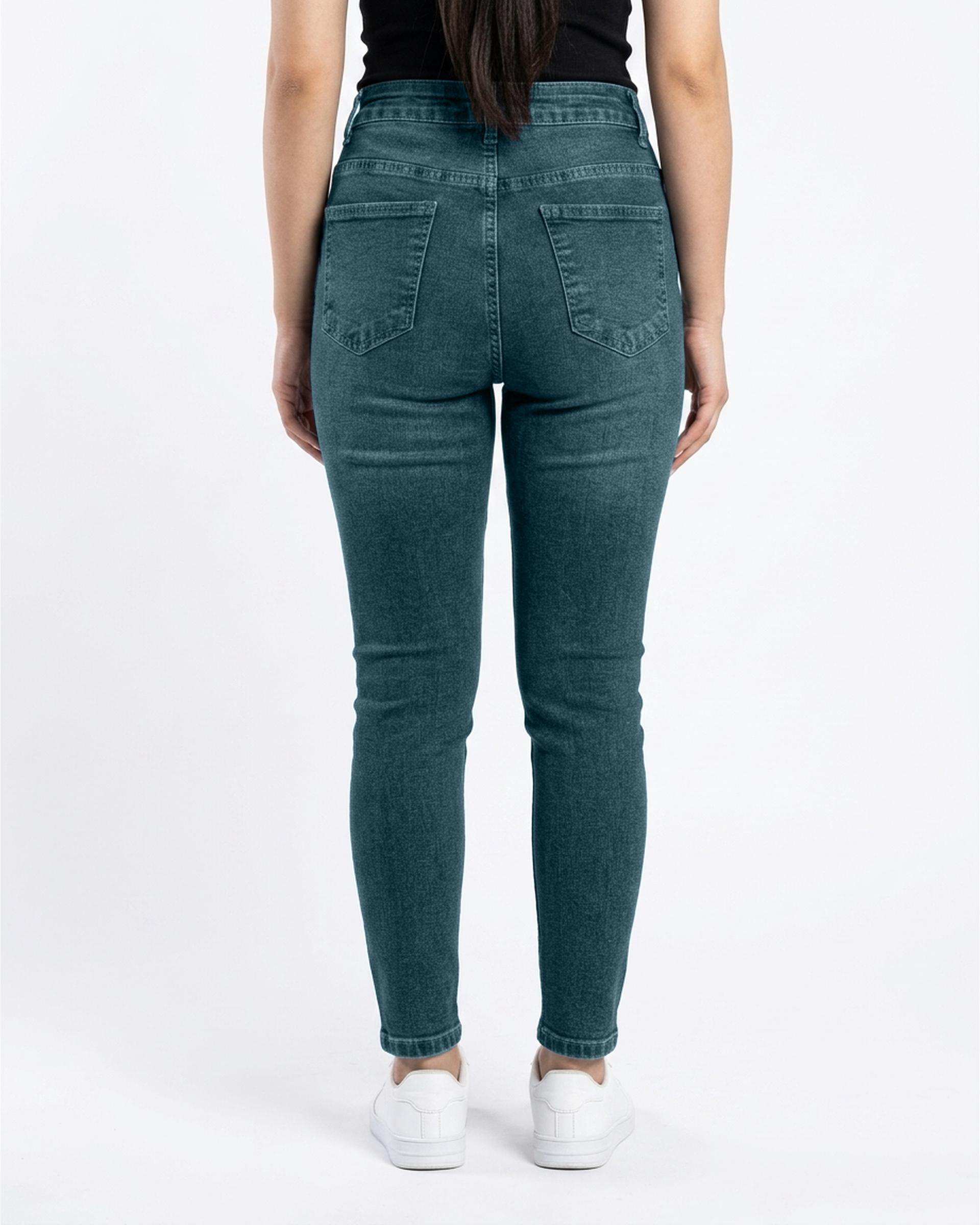 شلوار جین زنانه اسکینی قد 90 ابی تیره رویال جین Royal Jeans کد 30008639