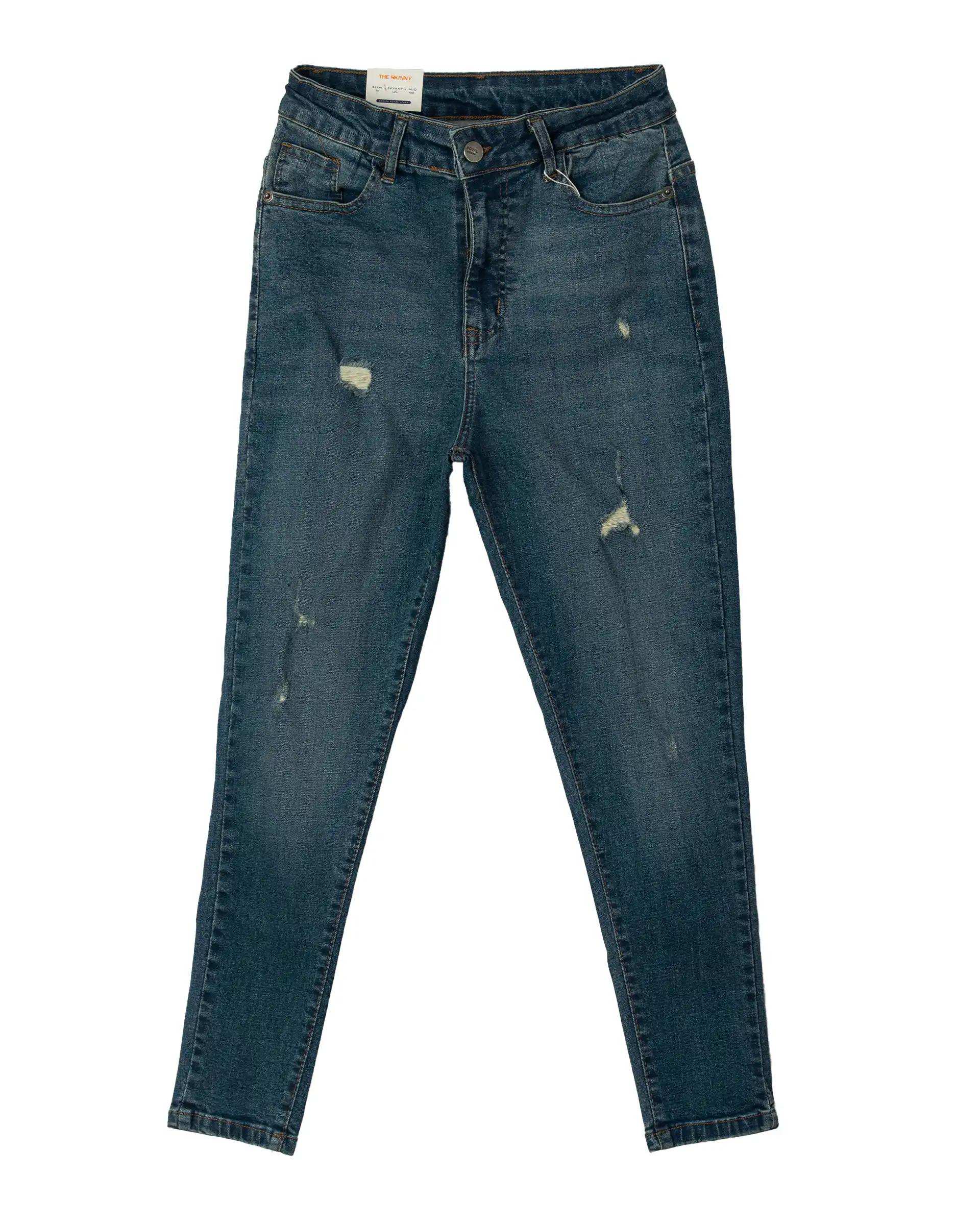 شلوار جین زنانه اسکینی قد 90 ابی تیره رویال جین Royal Jeans کد 30008639