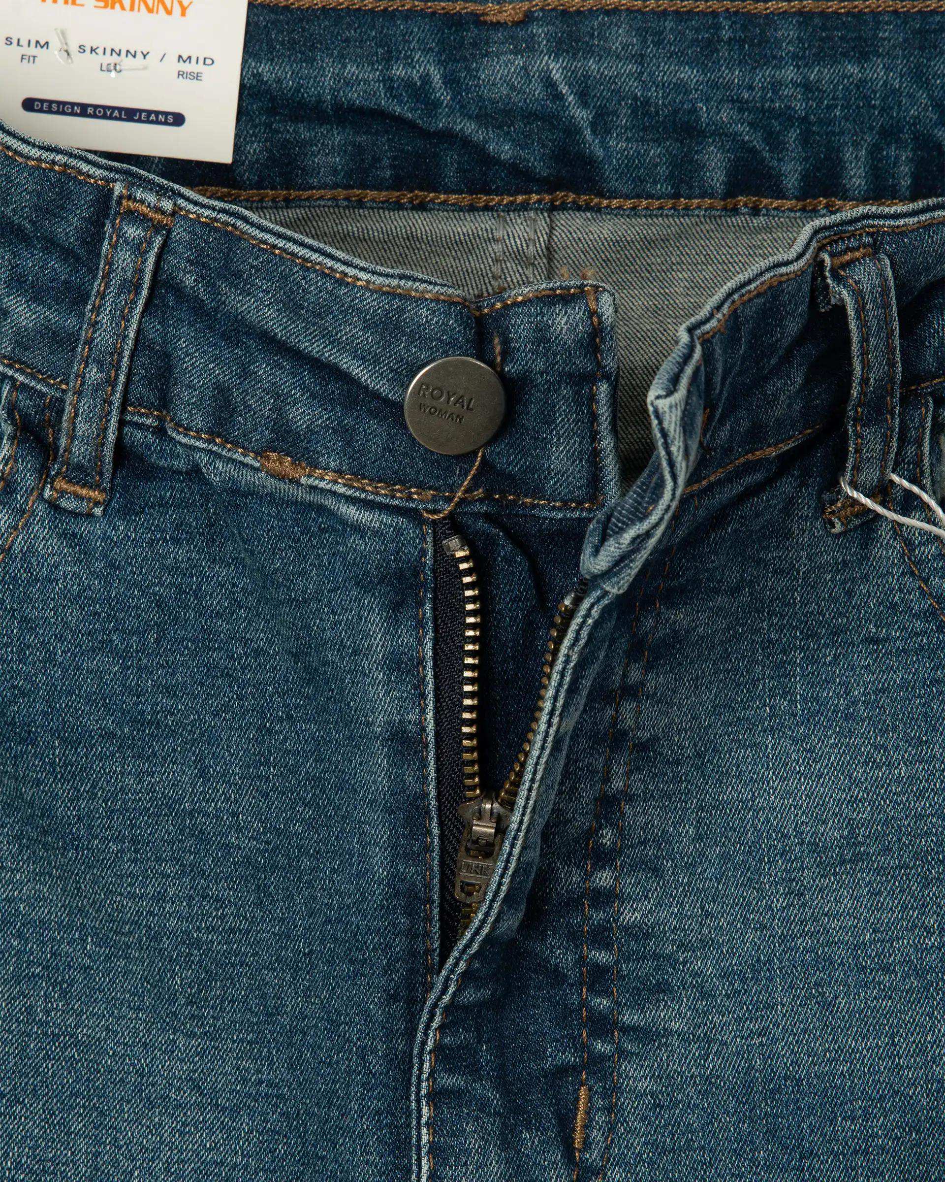 شلوار جین زنانه اسکینی قد 90 ابی تیره رویال جین Royal Jeans کد 30008639