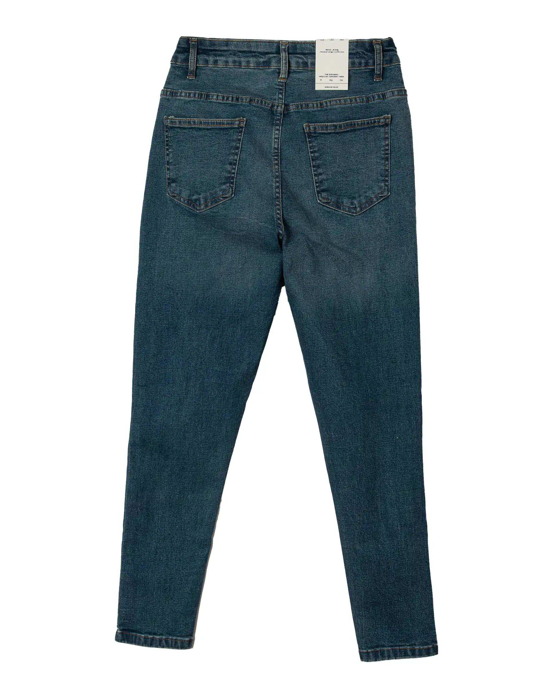 شلوار جین زنانه اسکینی قد 90 ابی تیره رویال جین Royal Jeans کد 30008639