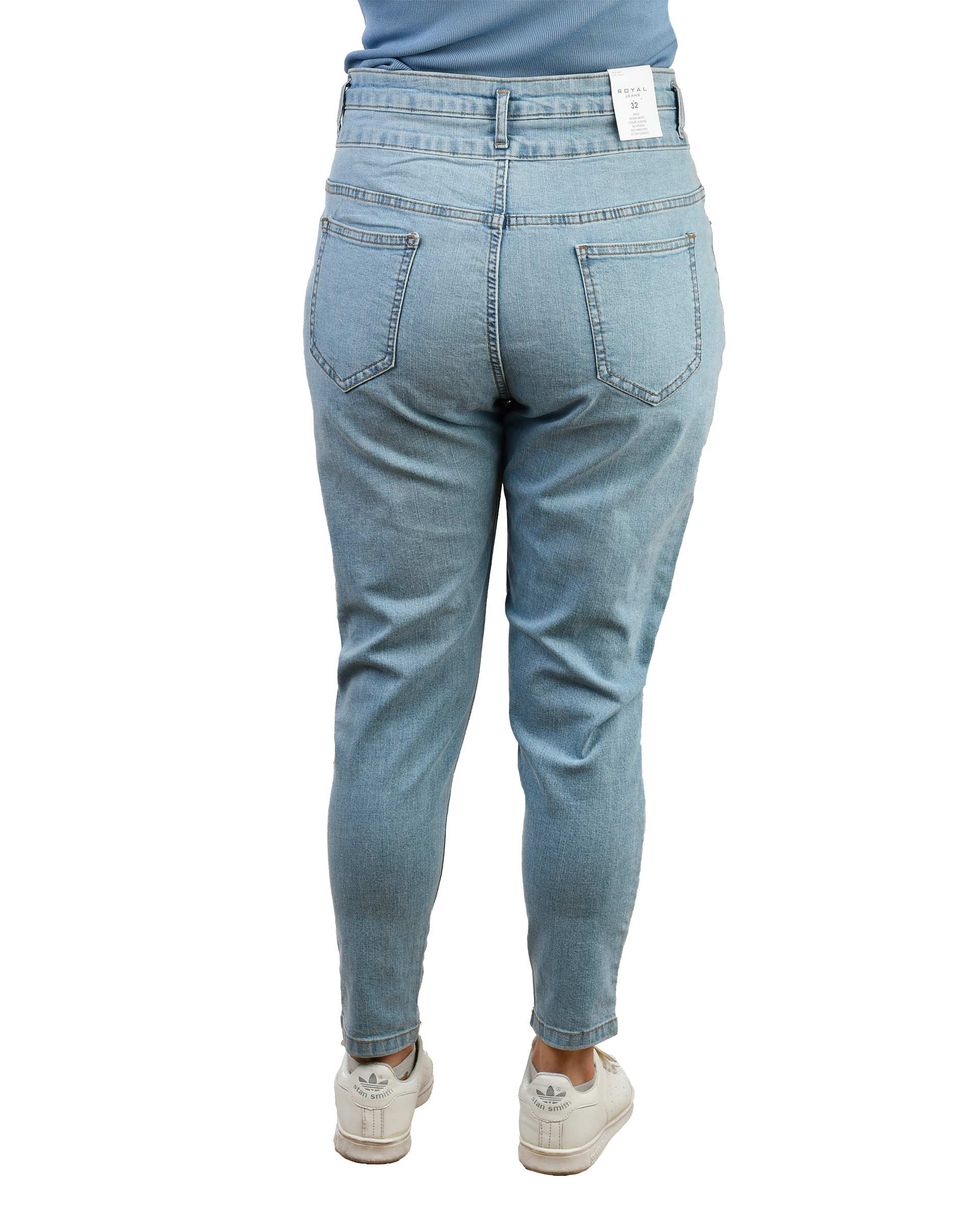 شلوار جین زنانه چسبان زاپ دار آبی روشن رویال جین Royal Jeans