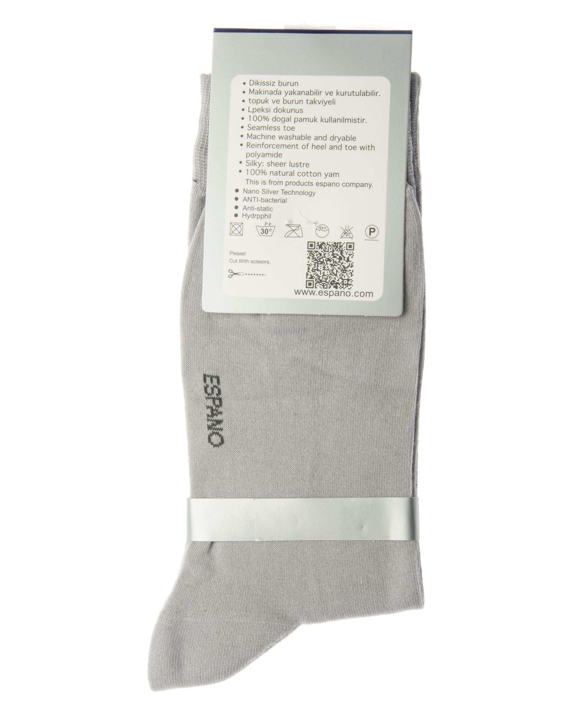 جوراب مردانه ساقدار طوسی روشن راه راه اسپانو Espano