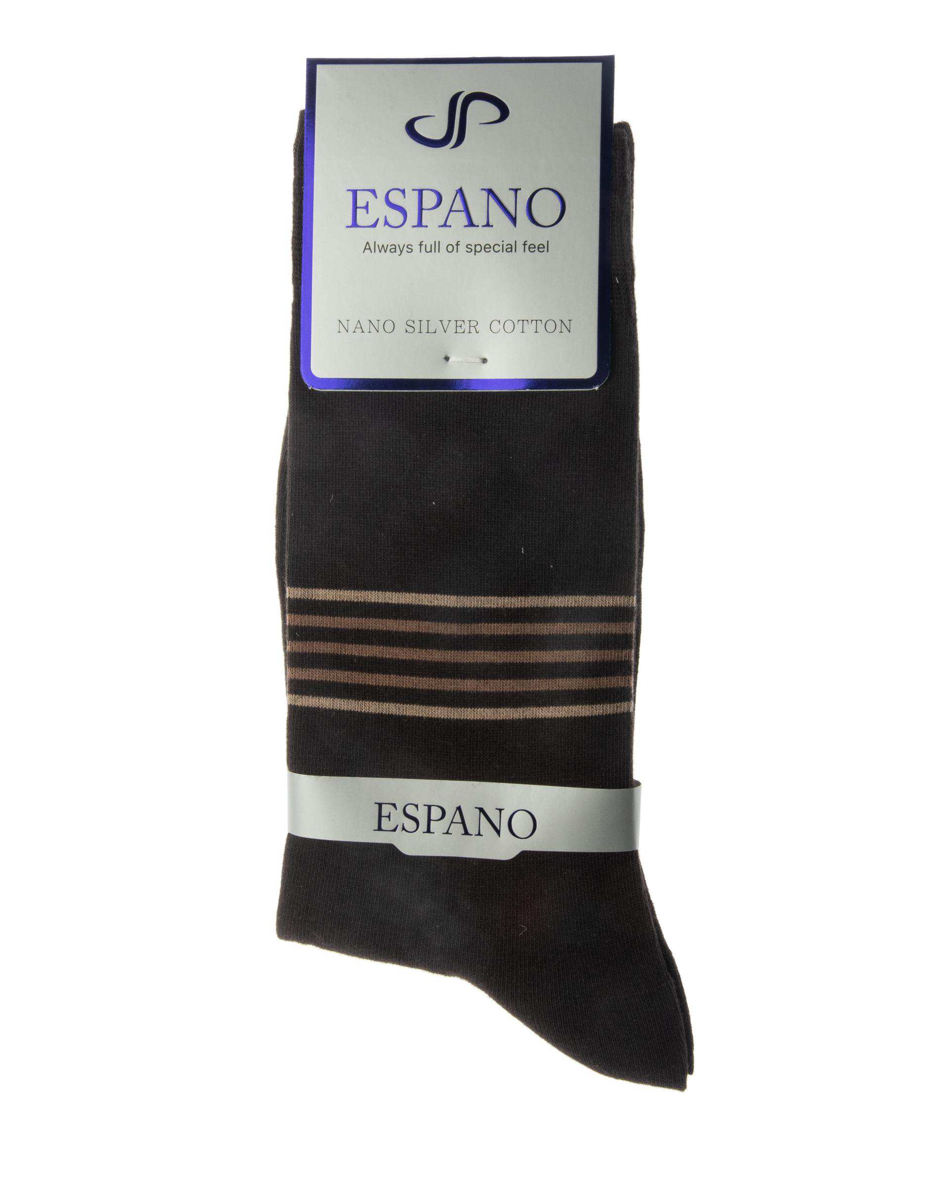 جوراب مردانه ساقدار قهوه ای راه راه اسپانو Espano