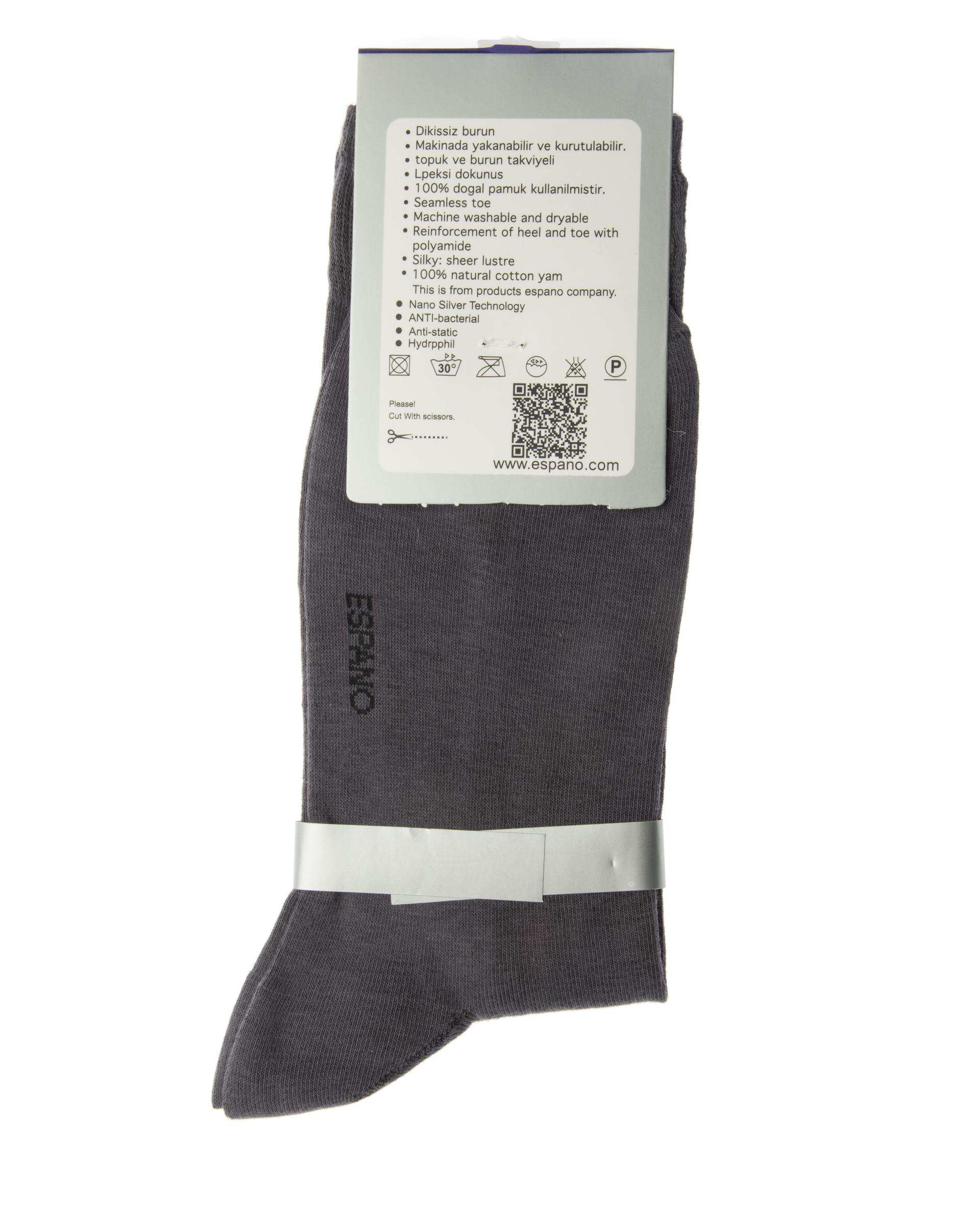 جوراب مردانه ساقدار طوسی تیره راه راه اسپانو Espano