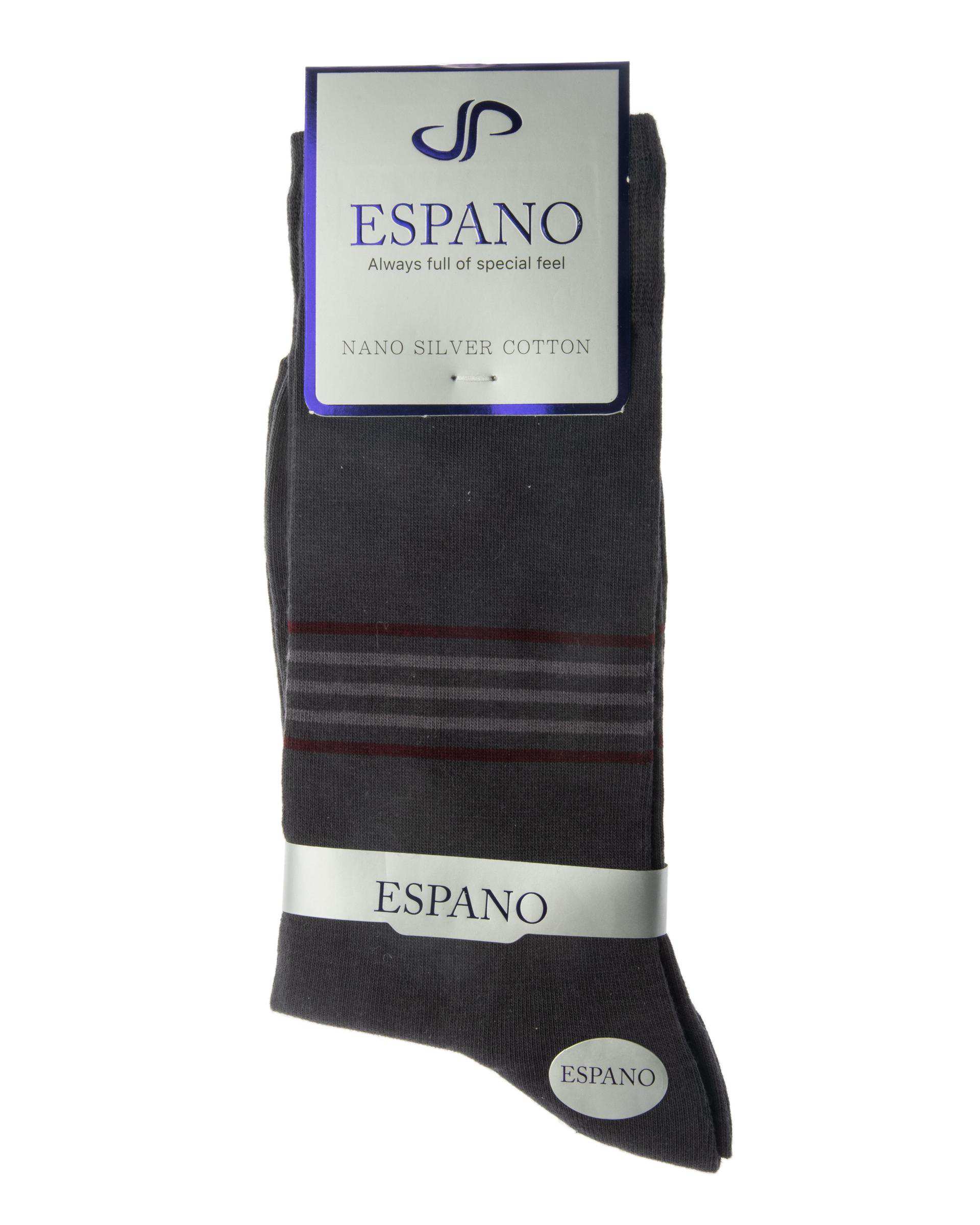جوراب مردانه ساقدار زغالی راه راه اسپانو Espano