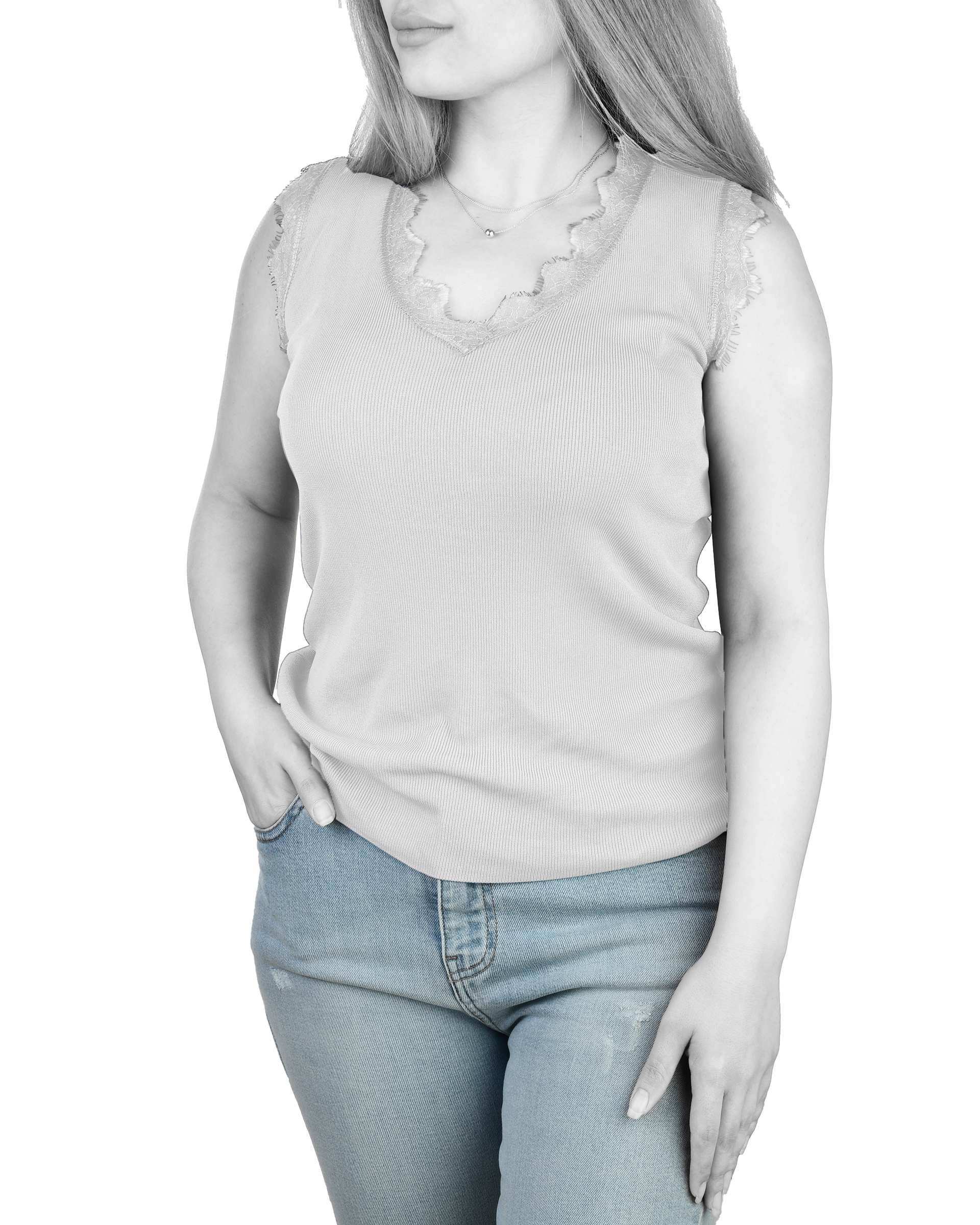 تاپ زنانه بافت پشت تور سفید فشن Fashion