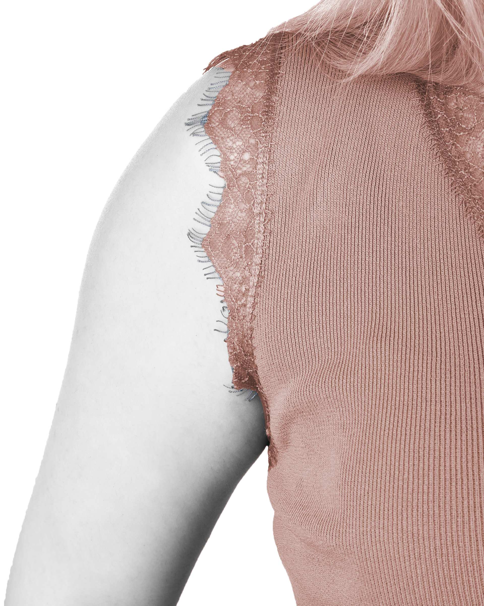 تاپ زنانه بافت پشت تور صورتی فشن Fashion