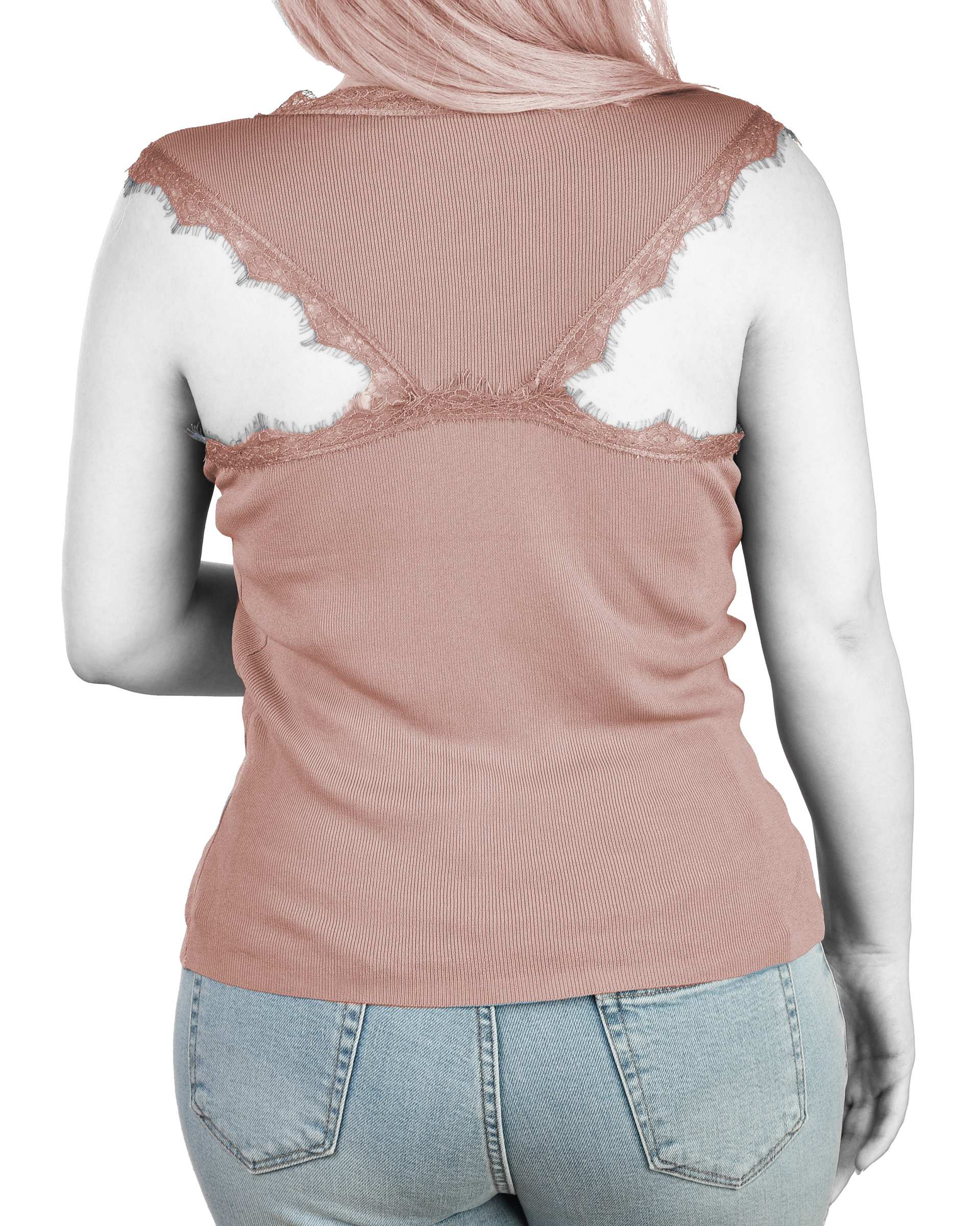 تاپ زنانه بافت پشت تور صورتی فشن Fashion