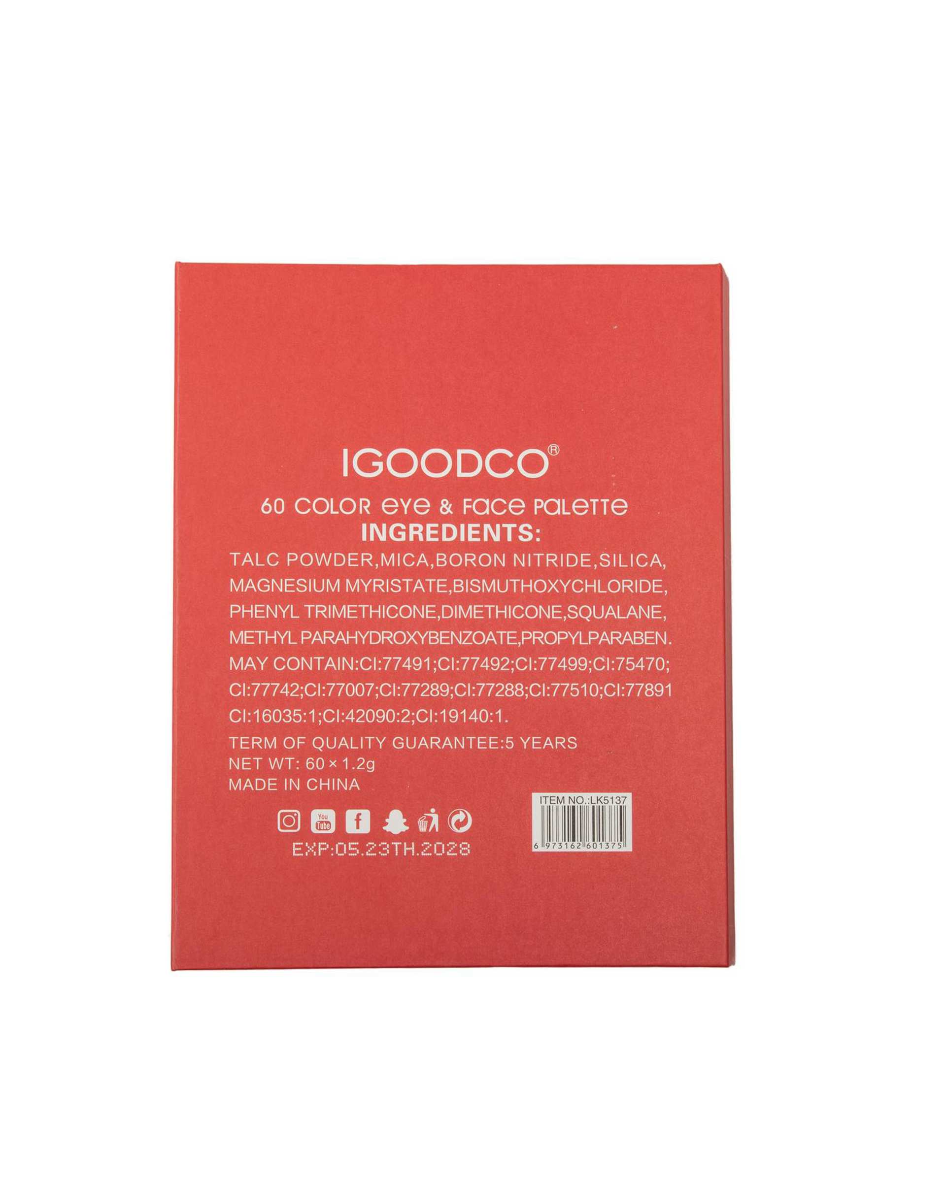 پالت سایه چشم و آرایش صورت 60 رنگ آی گود کو IGOODCO کد LK5137