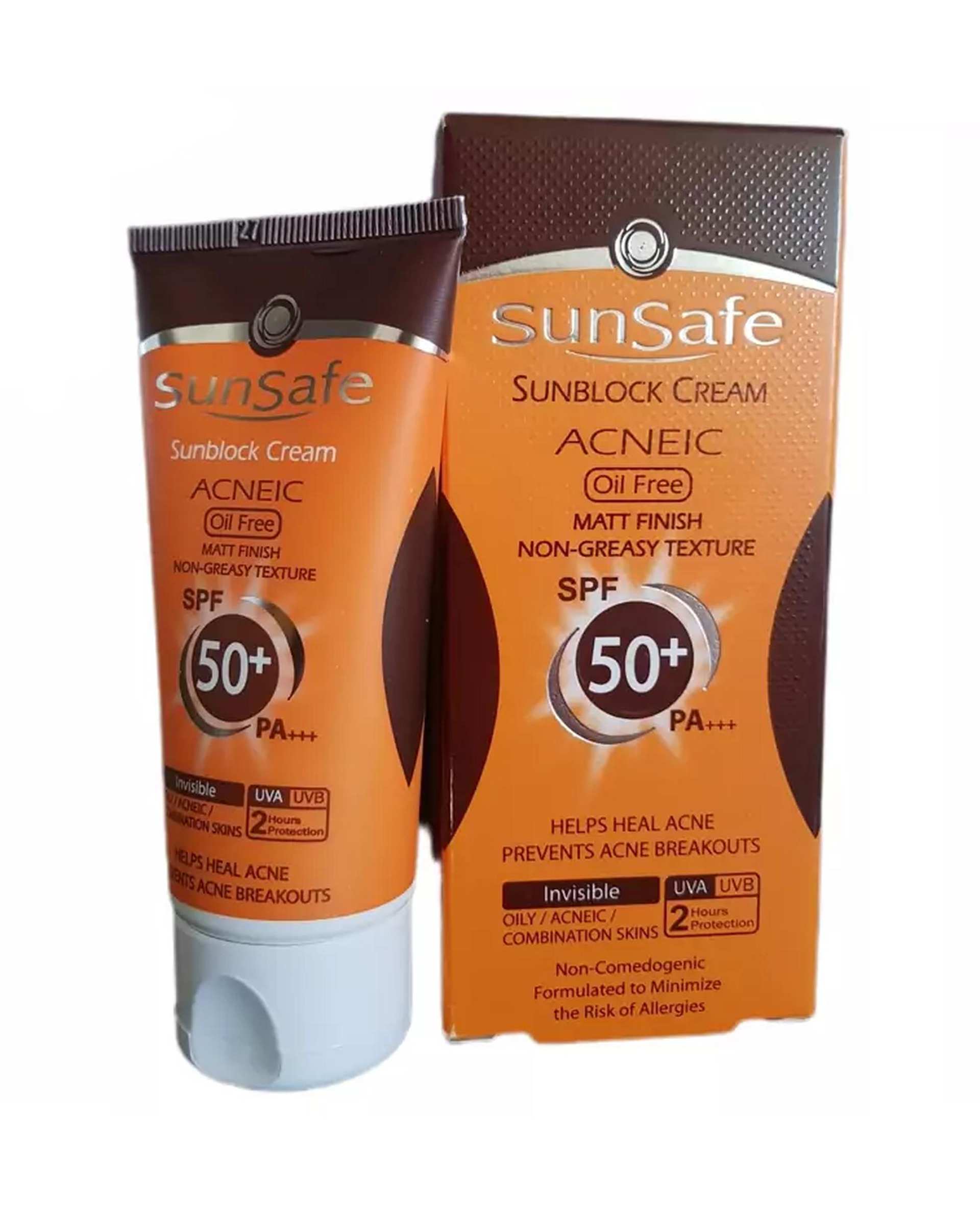 کرم ضد آفتاب رنگی فاقد چربی SPF50 سان سیف Sun Safe بژ روشن