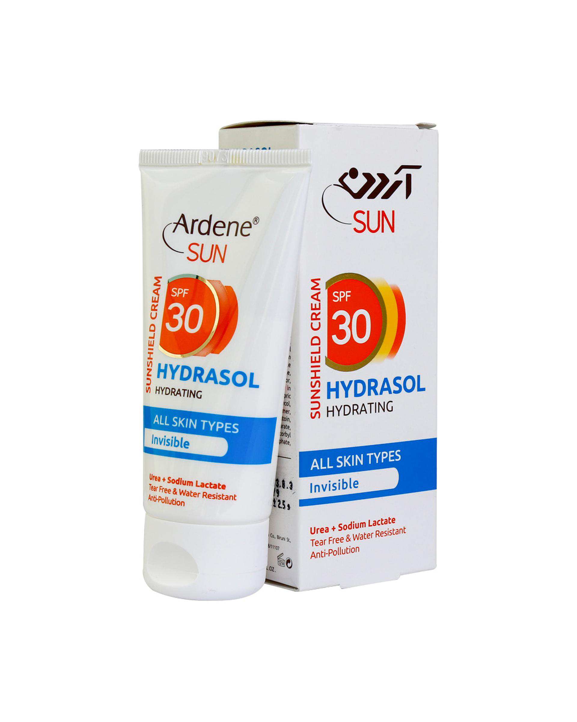 کرم ضد آفتاب مرطوب کننده بی رنگ SPF 30 آردن سان Ardene Sun مدل Hydrasol مناسب انواع پوست