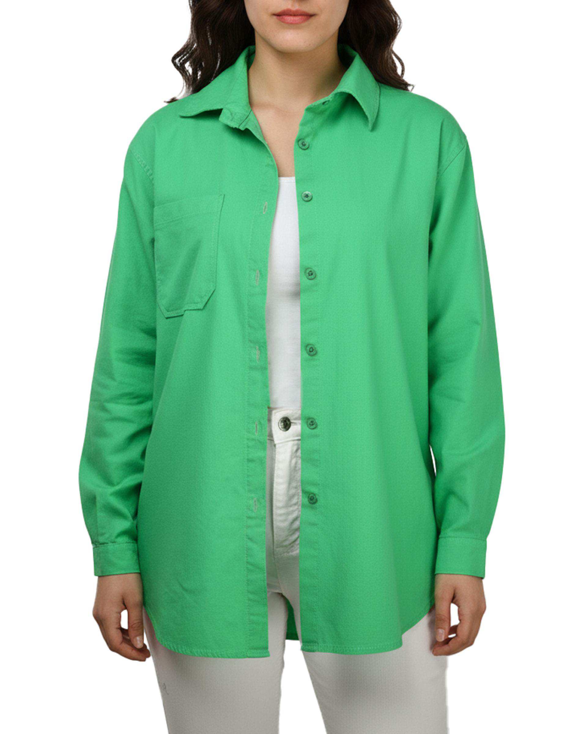 شومیز زنانه کتان کاغذی سبز آماهی Amahi