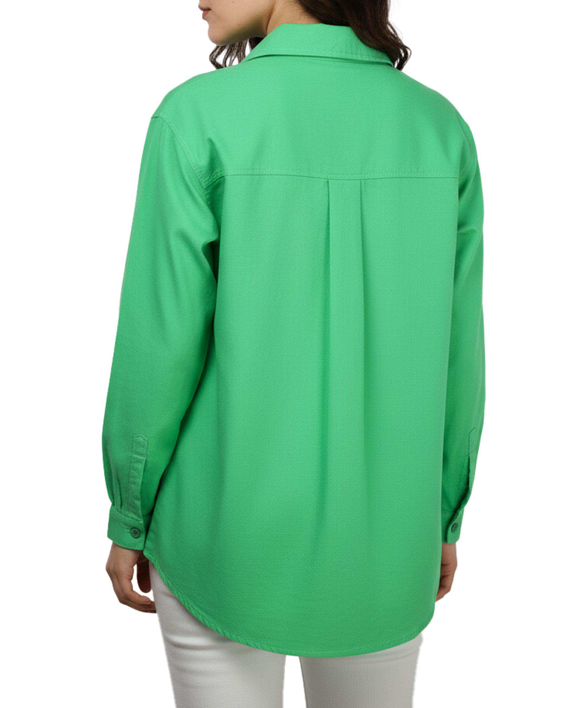 شومیز زنانه کتان کاغذی سبز آماهی Amahi