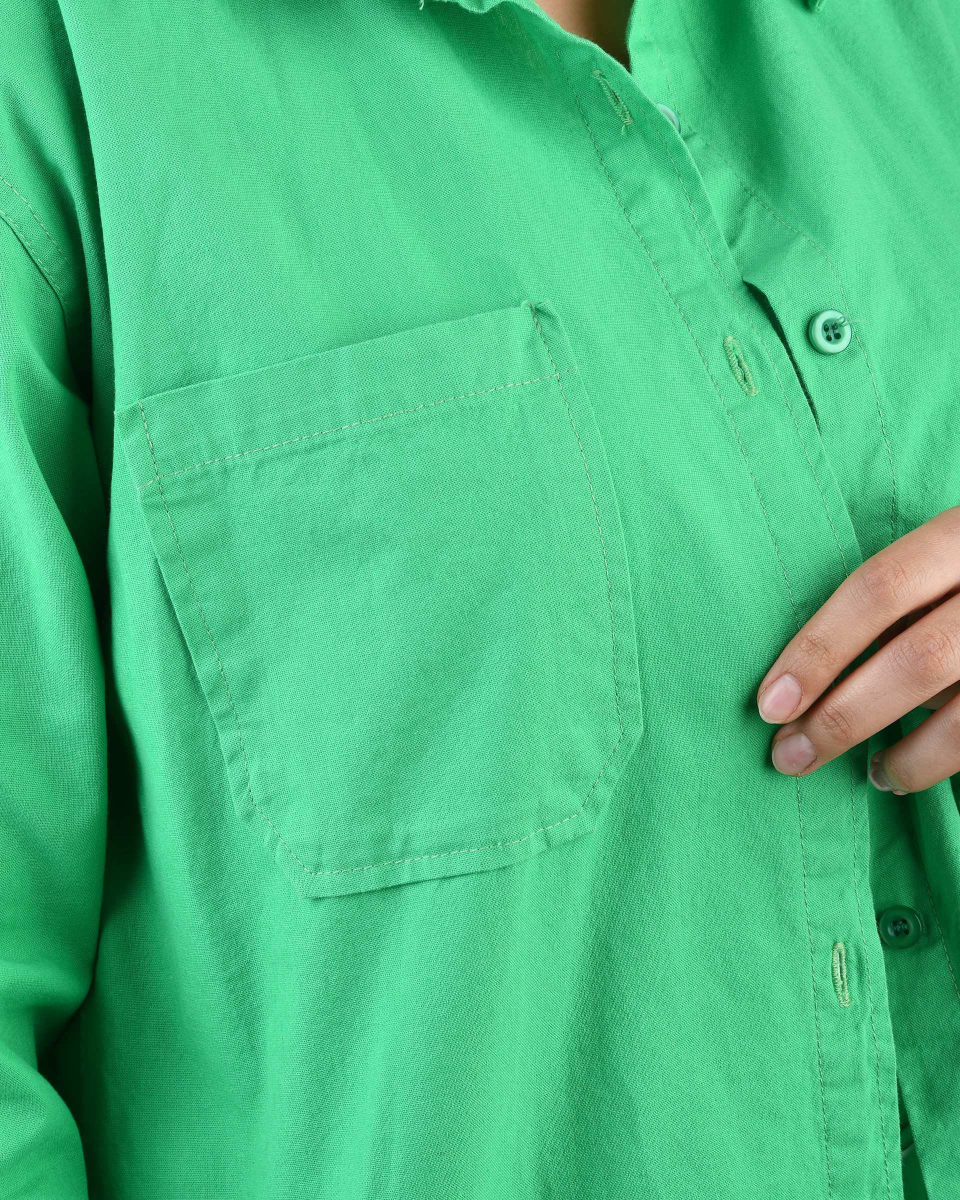 شومیز زنانه کتان کاغذی سبز آماهی Amahi