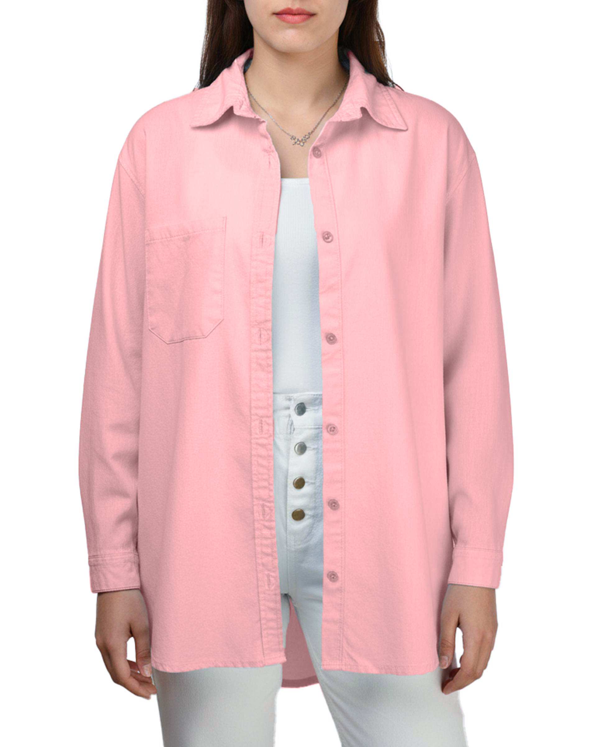 شومیز زنانه کتان پنبه صورتی اورجینال Original