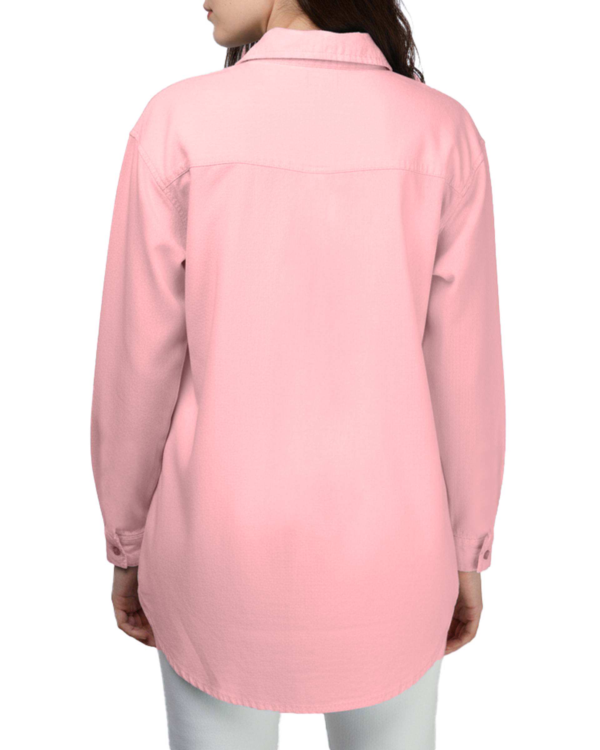 شومیز زنانه کتان پنبه صورتی اورجینال Original