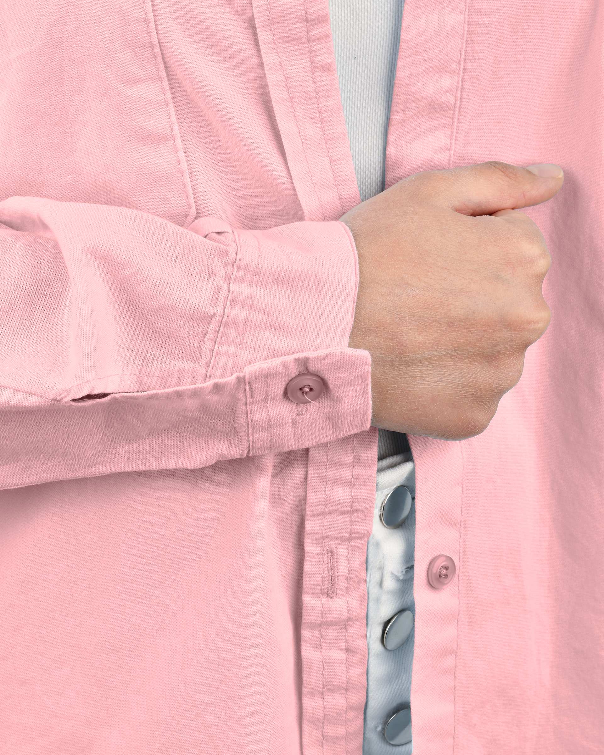 شومیز زنانه کتان پنبه صورتی اورجینال Original