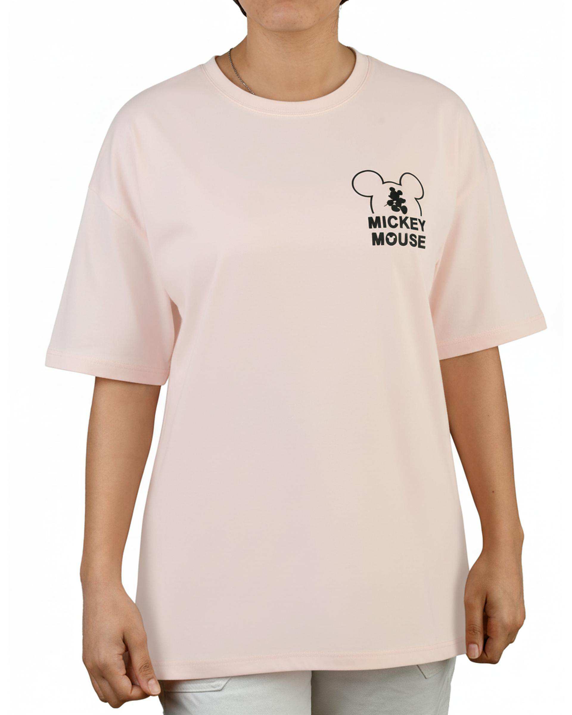 تی شرت زنانه یقه گرد گلبهی کیدی Kiddy کد 2542 طرح میکی موس