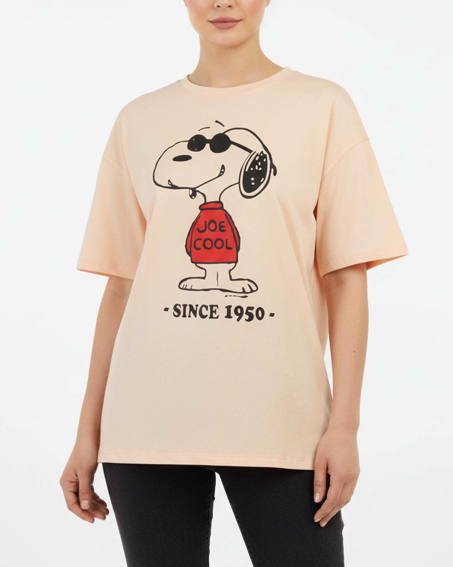 تی شرت زنانه یقه گرد کرم کیدی Kiddy کد 2531 طرح اسنوپی