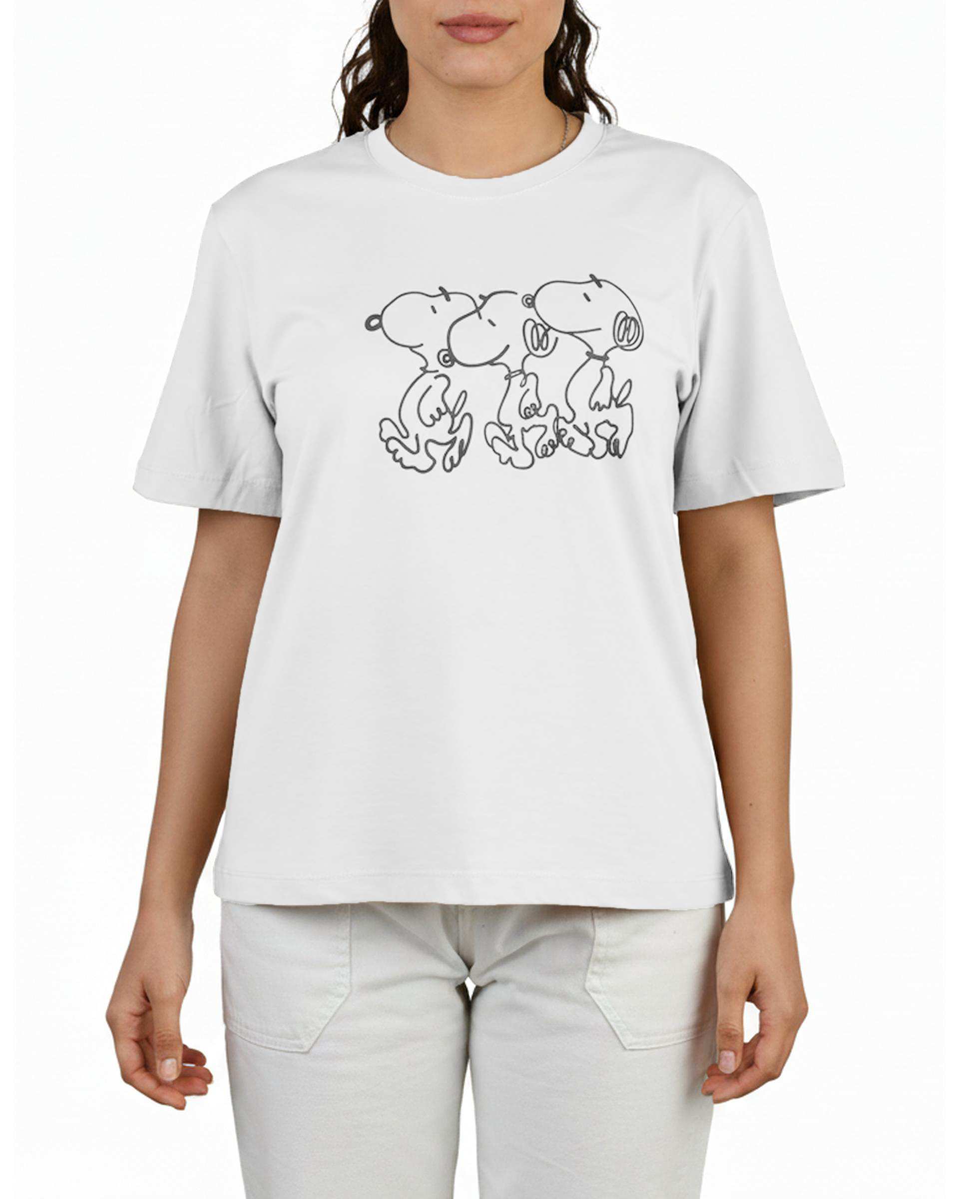 تی شرت زنانه یقه گرد کرم کیدی Kiddy کد 2541 طرح اسنوپی