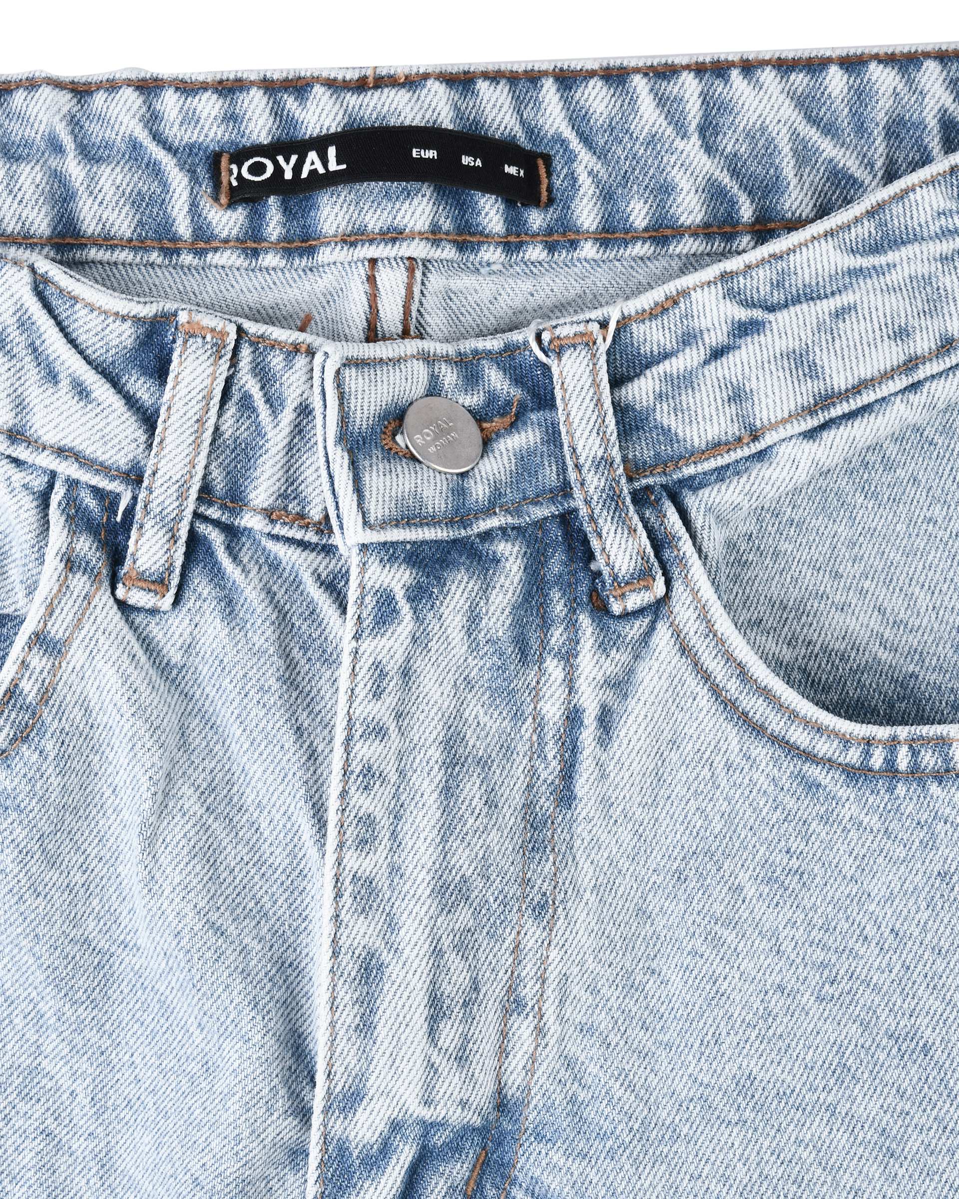 شلوار جین زنانه مام استایل قد 90 آبی روشن رویال جین Royal Jeans کد 30003701