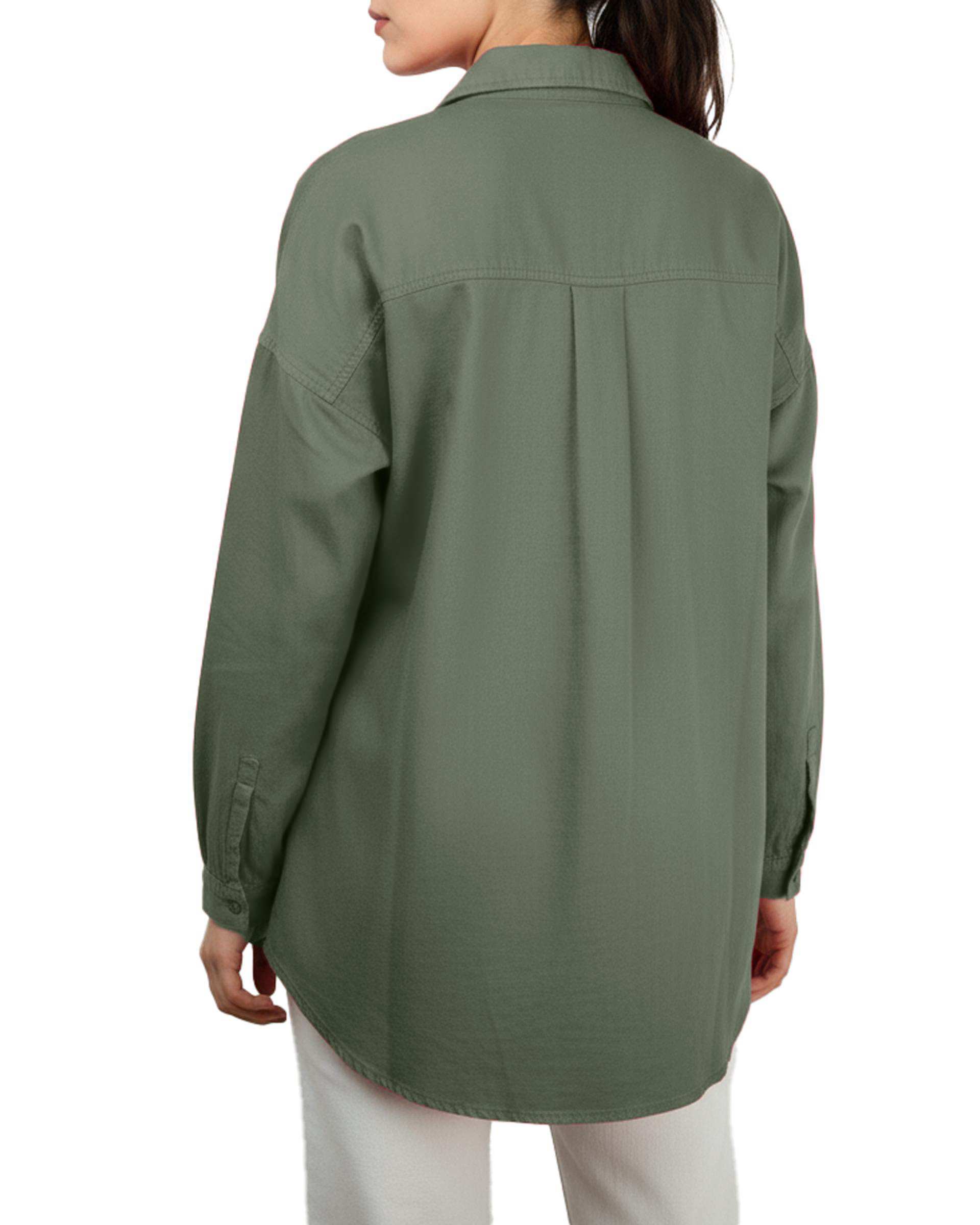 شومیز زنانه کتان بغل چاک دار قد 70 سبز سدری رویال جین Royal Jeans کد 000811