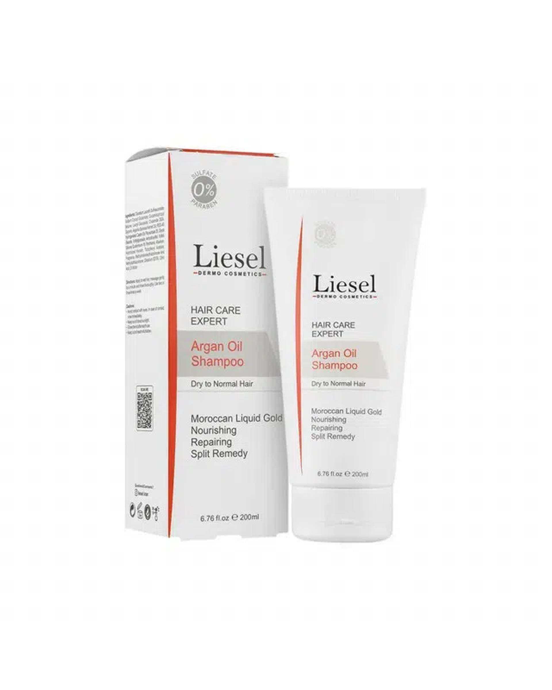 شامپو موهای خشک لایسل Liesel حاوی روغن آرگان حجم 200ml