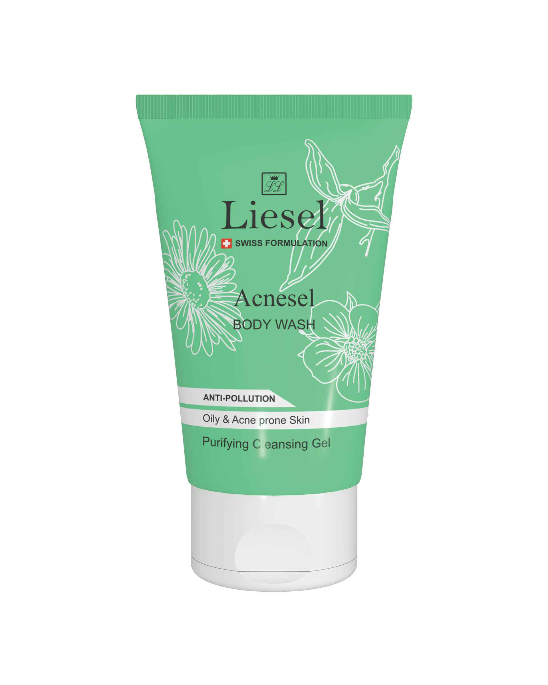 ژل شستشوی بدن لایسل Liesel مدل Acnesel Purifying مناسب پوست چرب 150ml