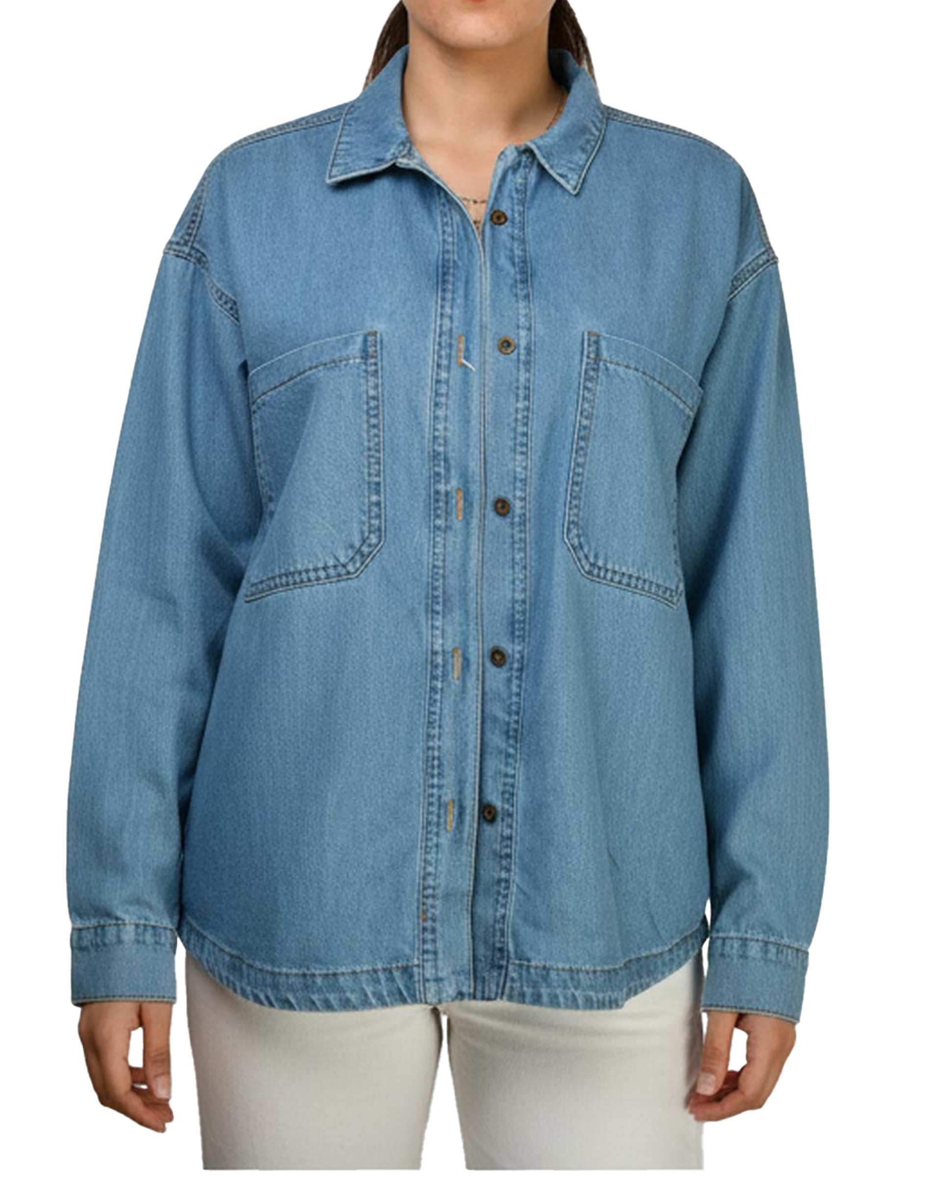 شومیز زنانه جین پایین هلال قد 75 آبی رویال جین Royal Jeans کد 521323