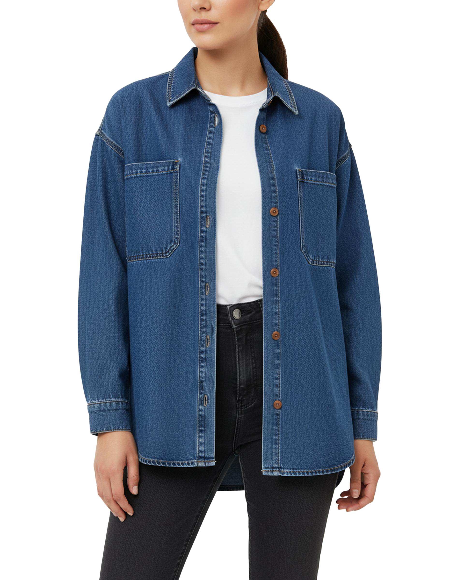 شومیز زنانه جین پایین هلال قد 70 آبی تیره رویال جین Royal Jeans کد 521342