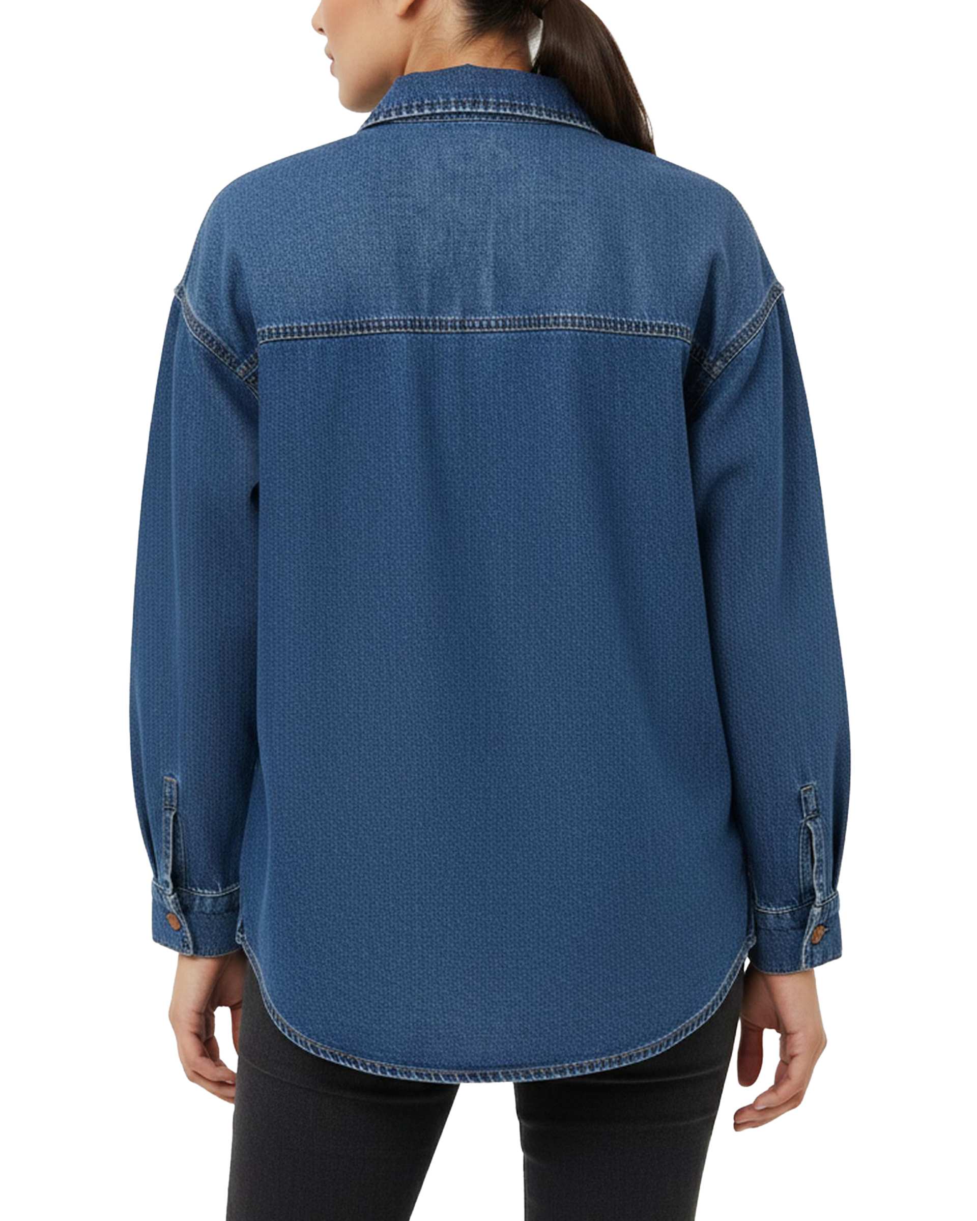 شومیز زنانه جین پایین هلال قد 70 آبی تیره رویال جین Royal Jeans کد 521342