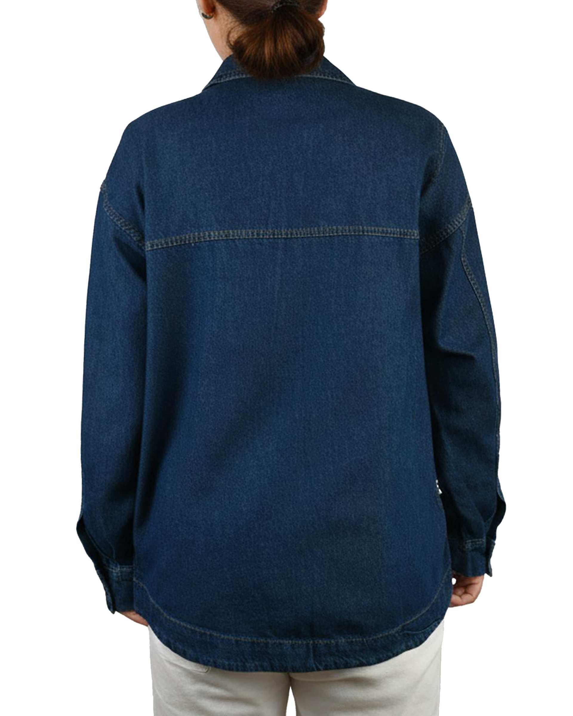 شومیز جین زنانه پایین هلال قد 70 آبی تیره رویال جین Royal Jeans کد 203414