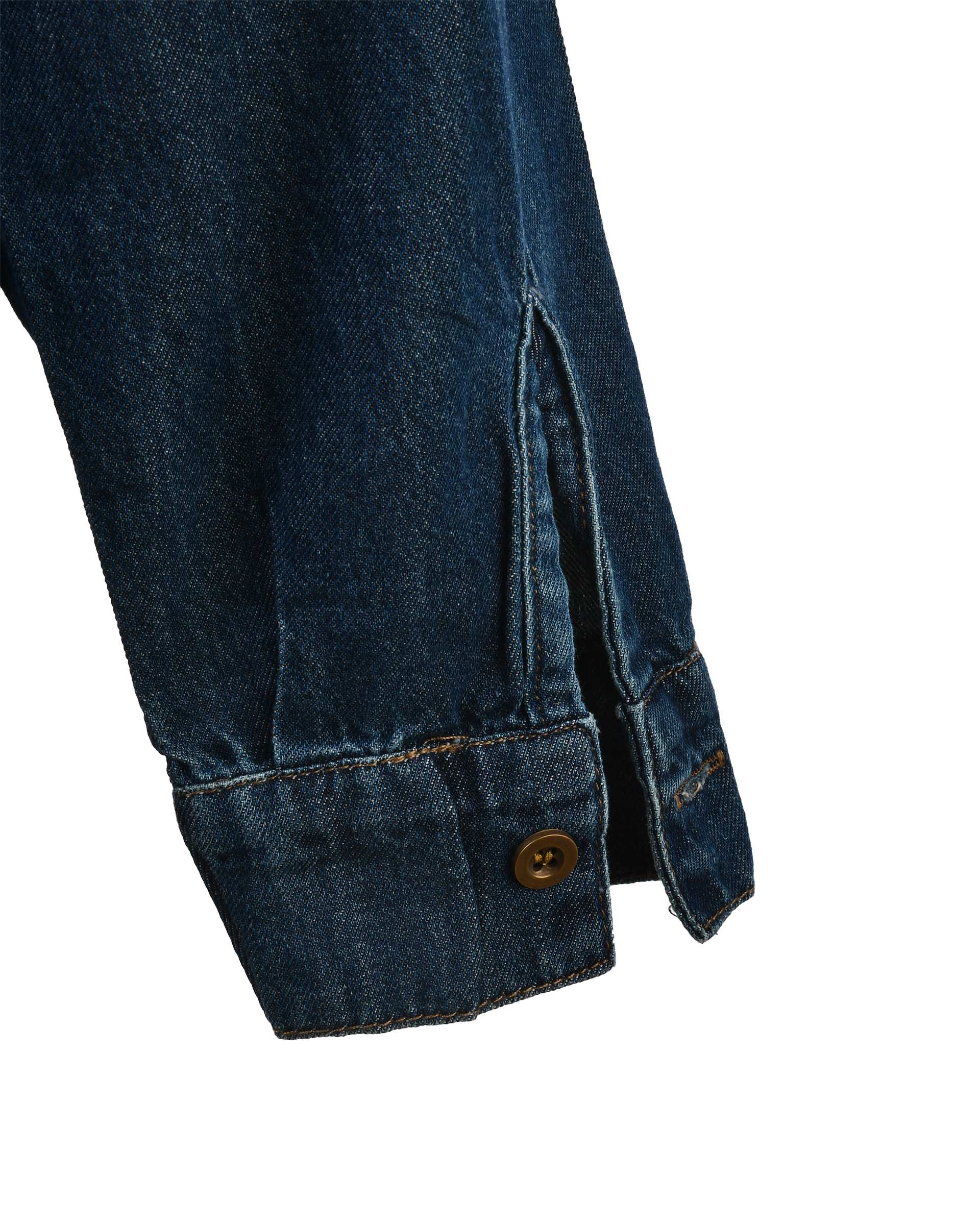 شومیز جین زنانه پایین هلال قد 70 آبی تیره رویال جین Royal Jeans کد 203414