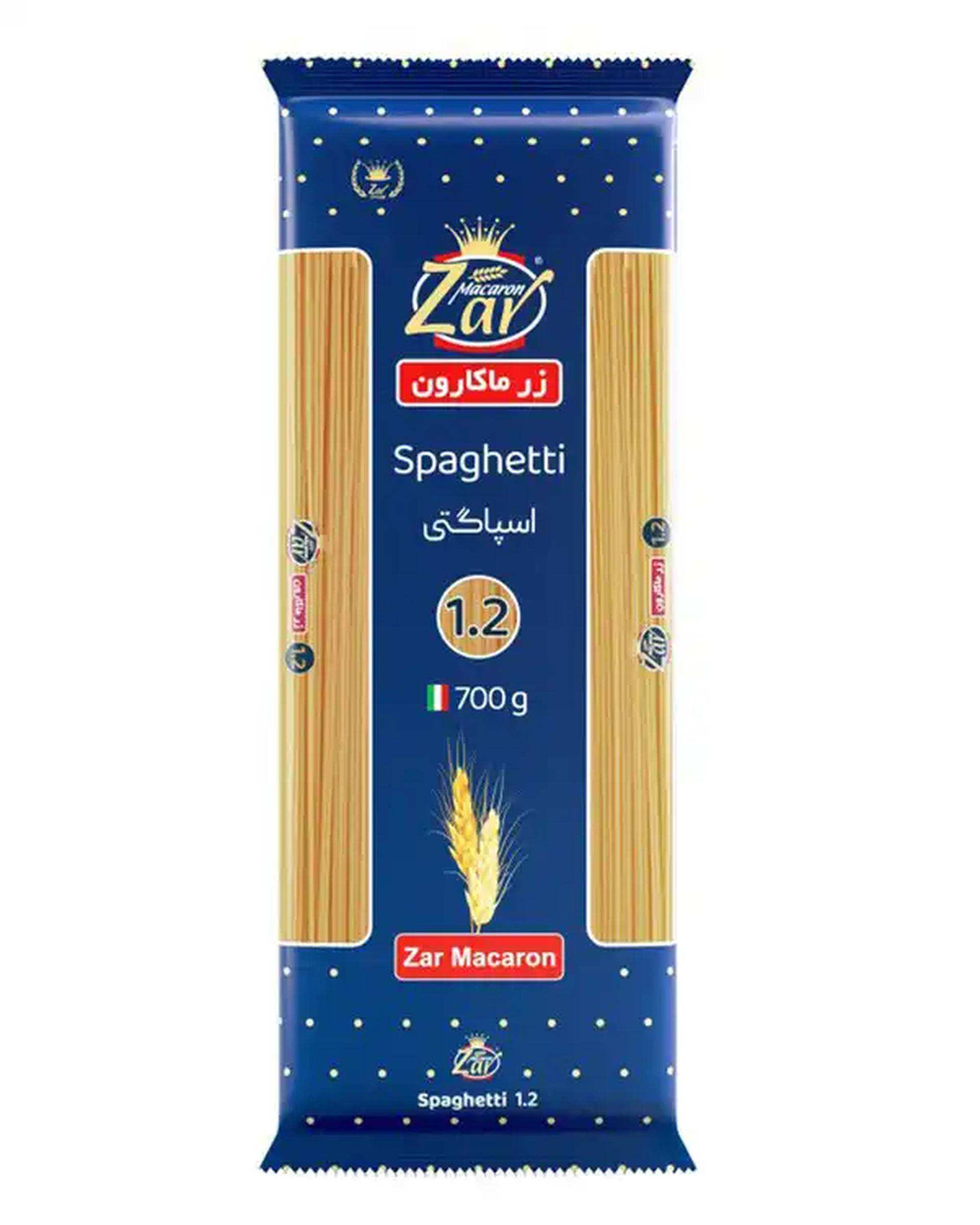 اسپاگتی قطر 1.2 رشته ای 700 گرمی زر ماکارون