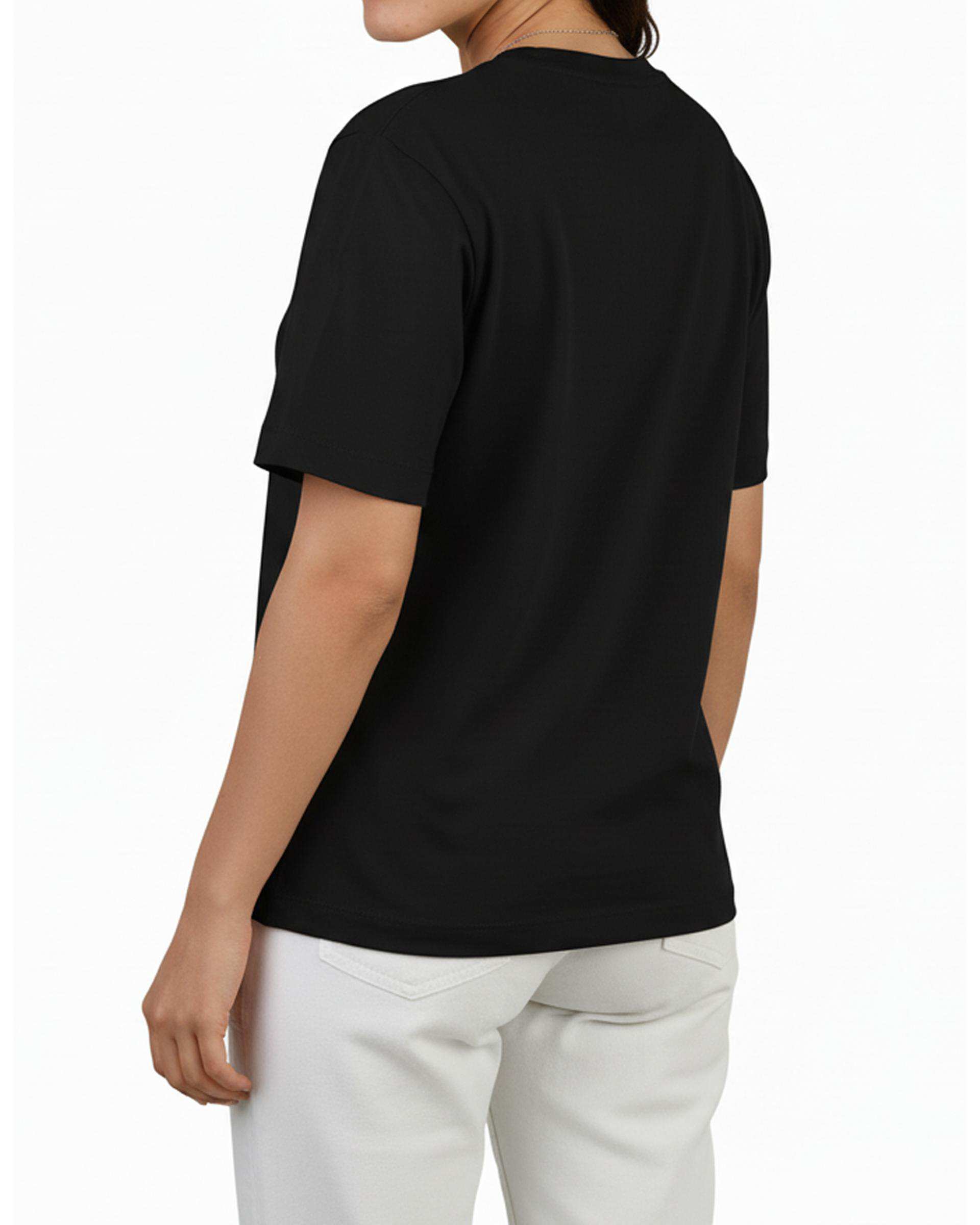 تی شرت زنانه نخی یقه گرد مشکی جی پی ای JPA طرح GIVE YOURSELF TIME کد 4012013035