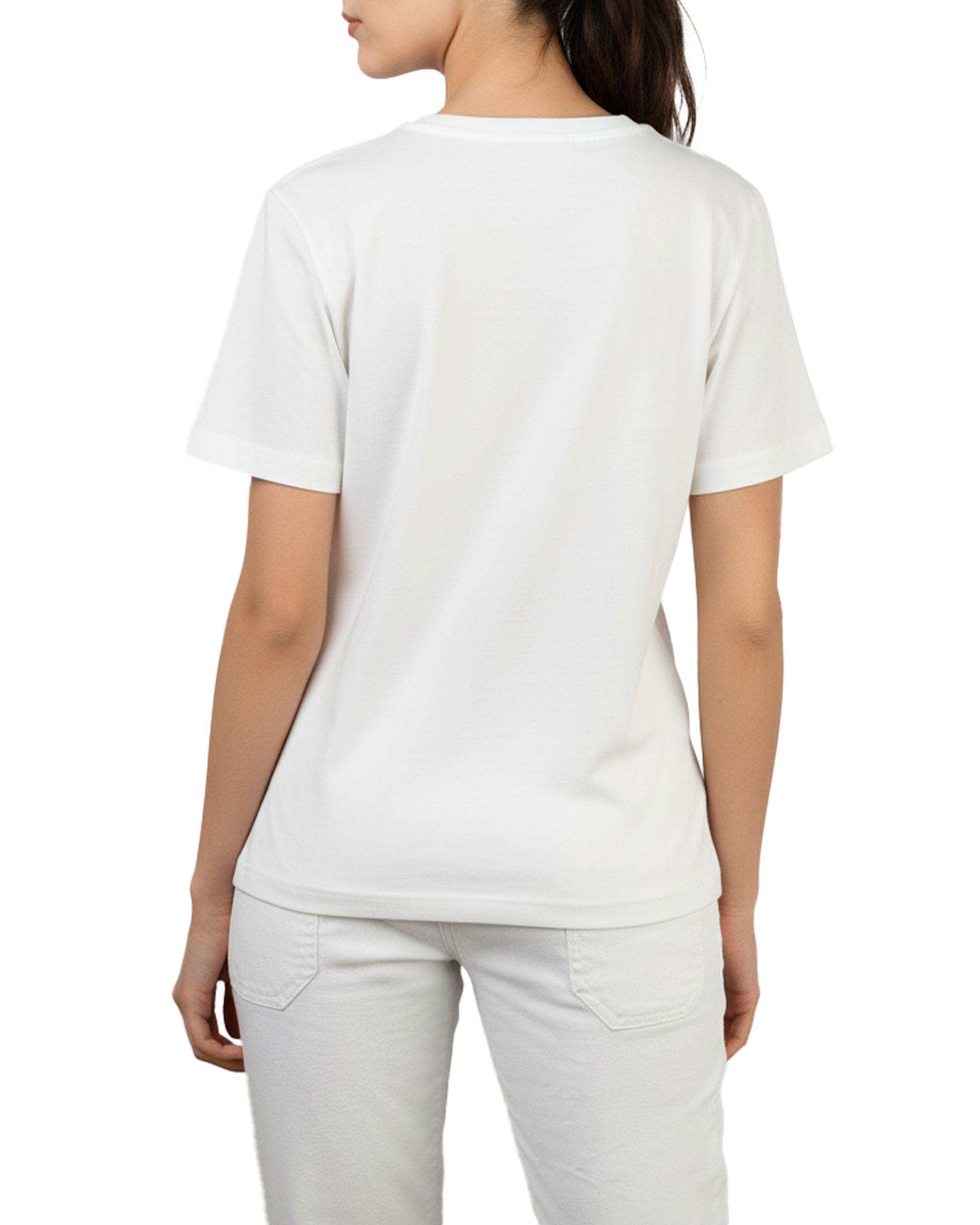 تی شرت زنانه نخی یقه گرد شیری جی پی ای JPA طرح GIVE YOURSELF TIME کد 4012013035