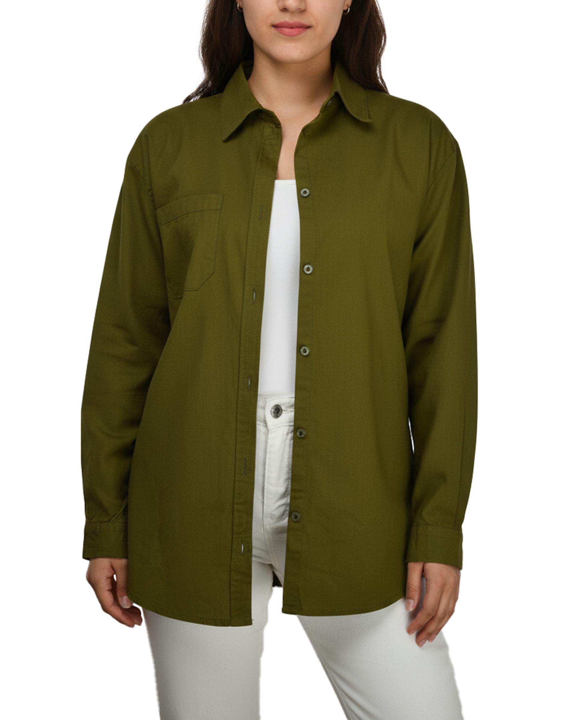 شومیز زنانه کتان کاغذی سبز یشمی آماهی Amahi