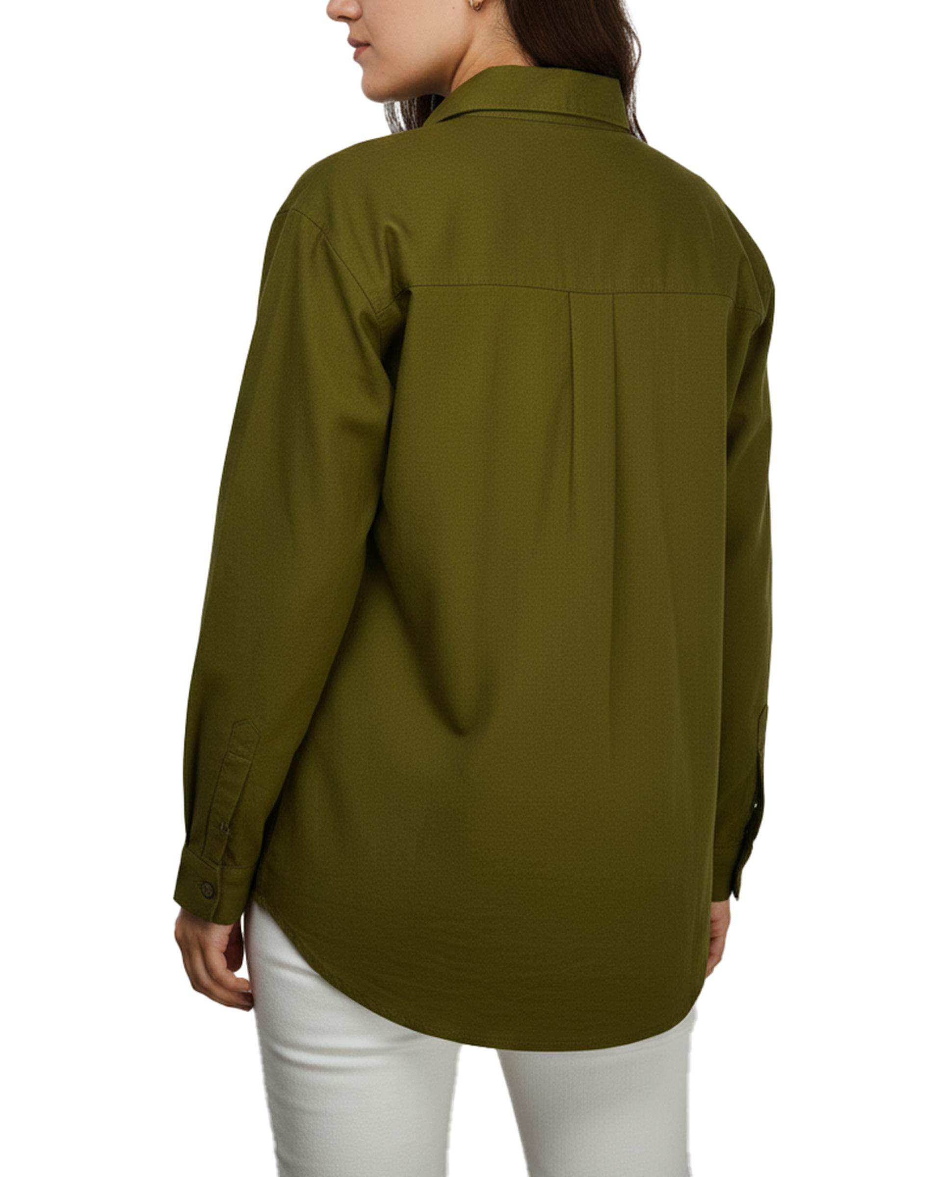 شومیز زنانه کتان کاغذی سبز یشمی آماهی Amahi