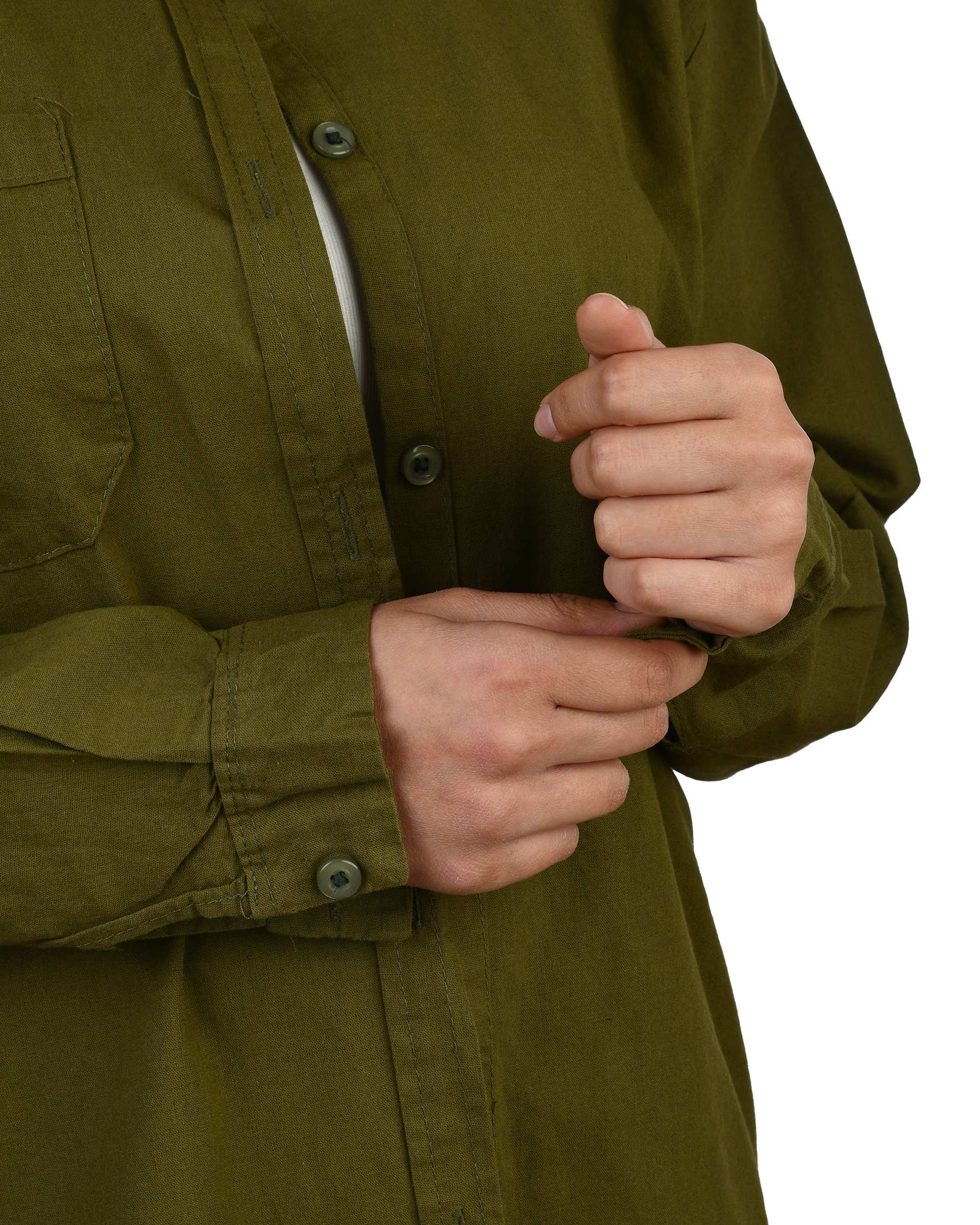 شومیز زنانه کتان کاغذی سبز یشمی آماهی Amahi