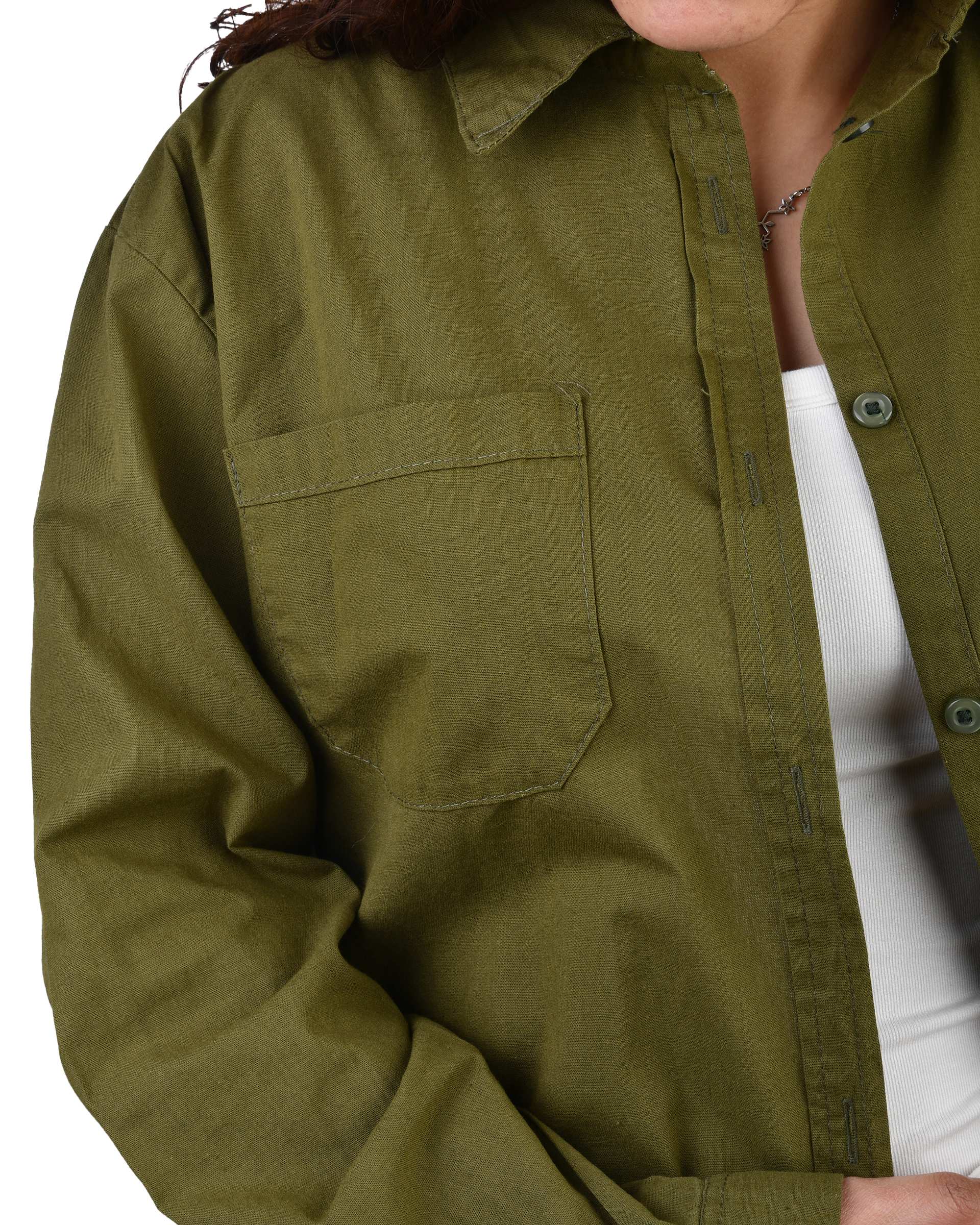 شومیز زنانه کتان کاغذی سبز یشمی آماهی Amahi