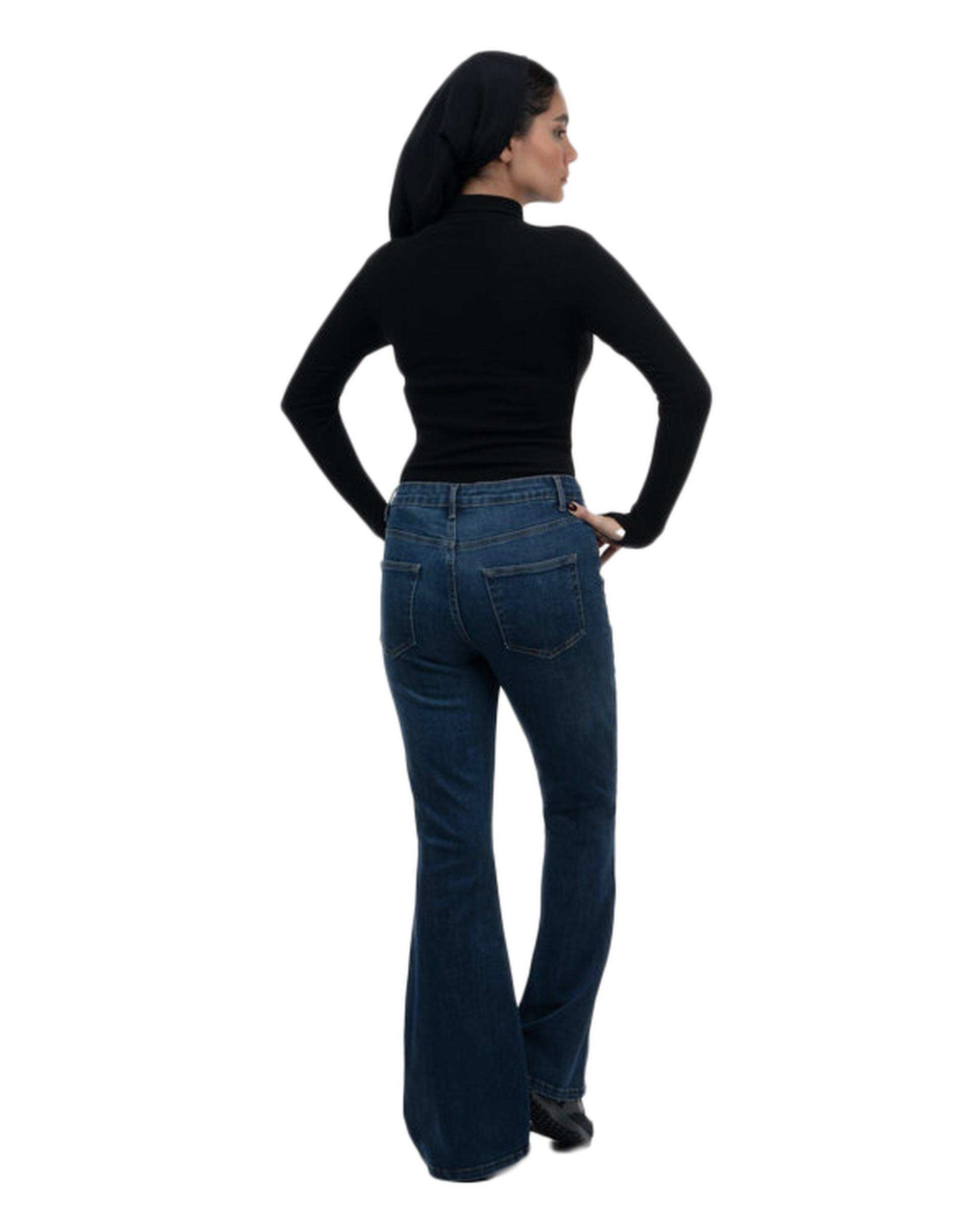 شلوار جین زنانه بوت کات قد 108 آبی تیره رویال جین Royal Jeans کد 30007692