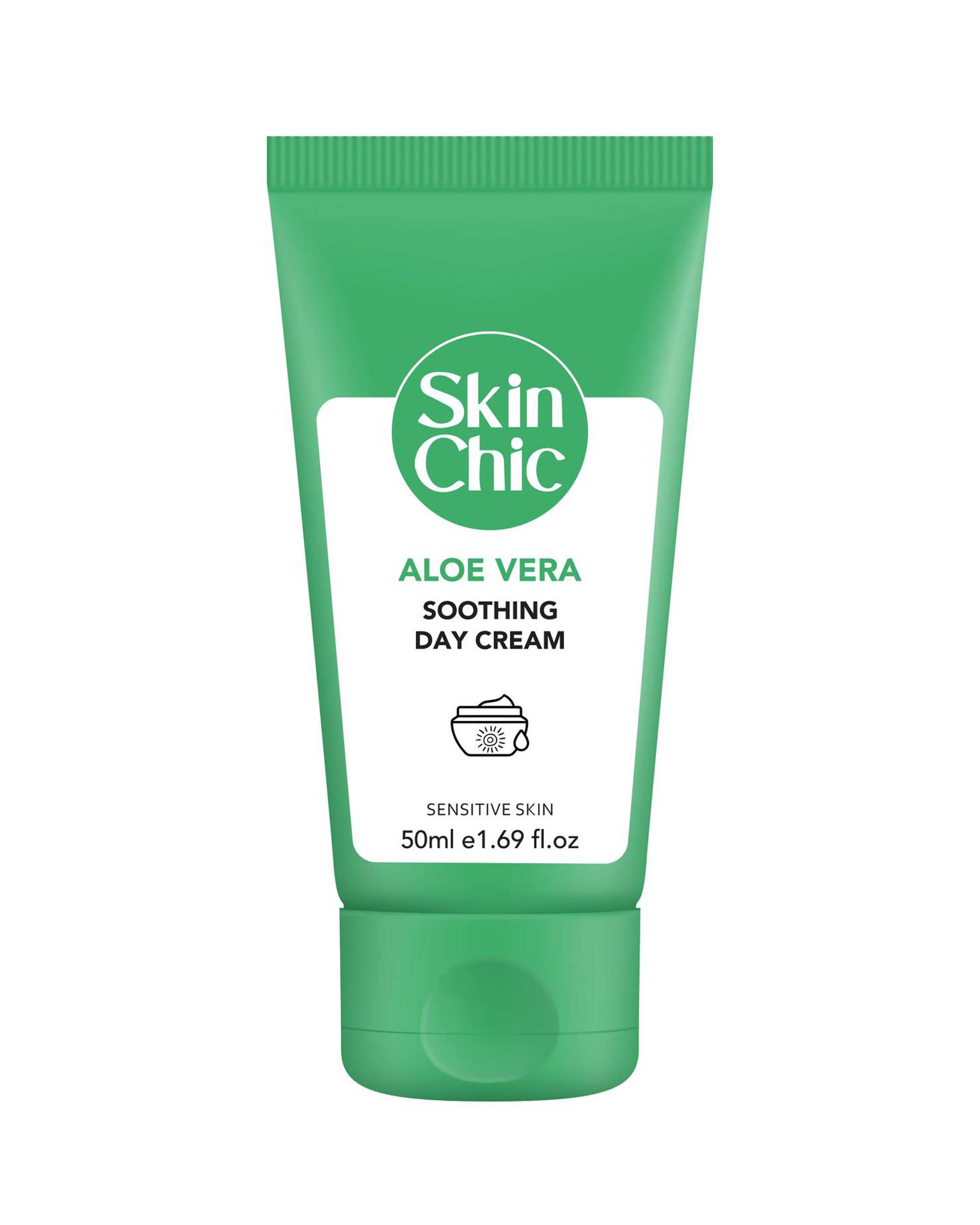 کرم مرطوب کننده و التیام بخش اسکین شیک Skin Chic مناسب پوست های حساس حاوی عصاره آلوئه ورا 50ml