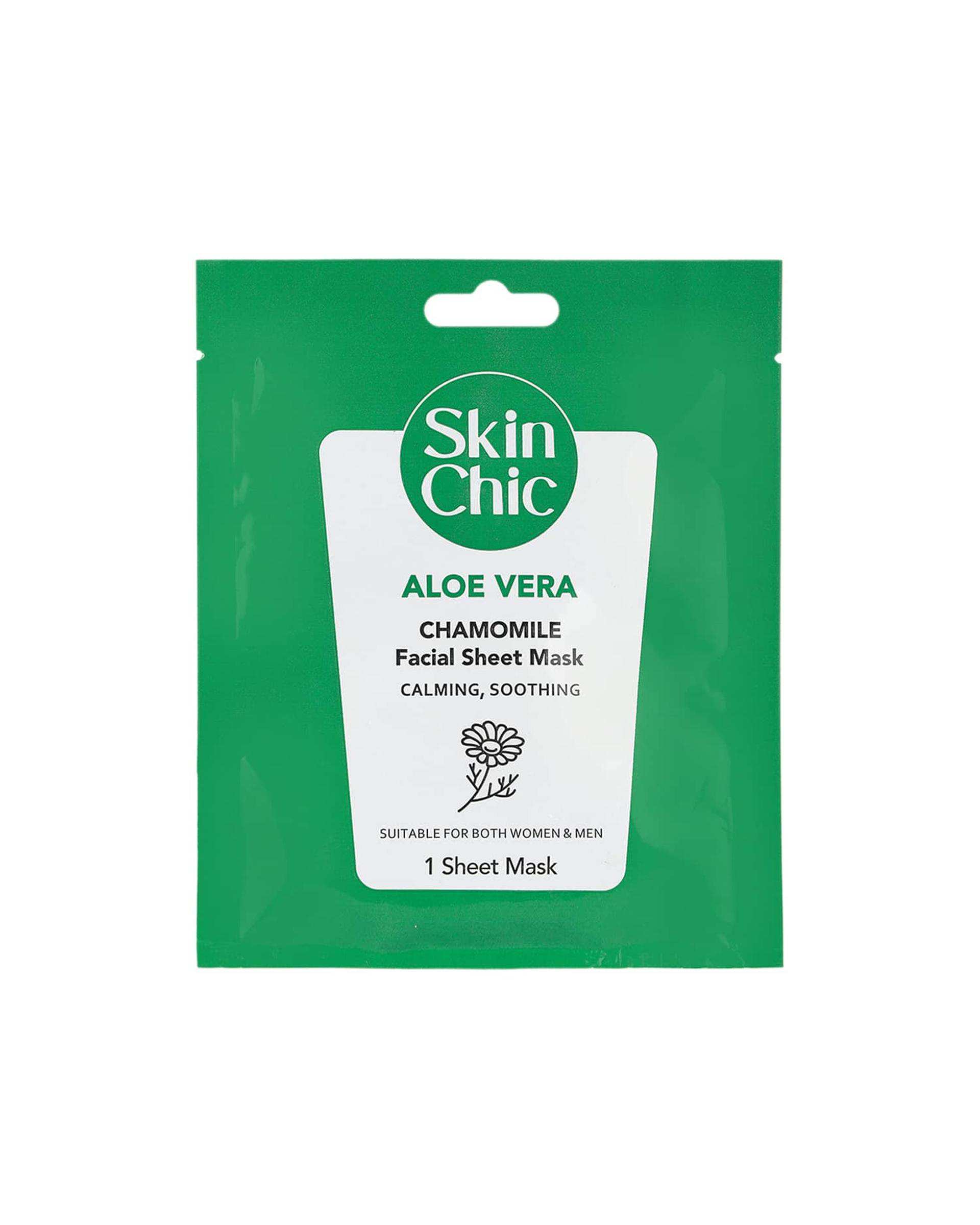 ماسک ورقه ای صورت اسکین شیک Skin Chic حاوی عصاره آلوئه ورا و بابونه 25ml