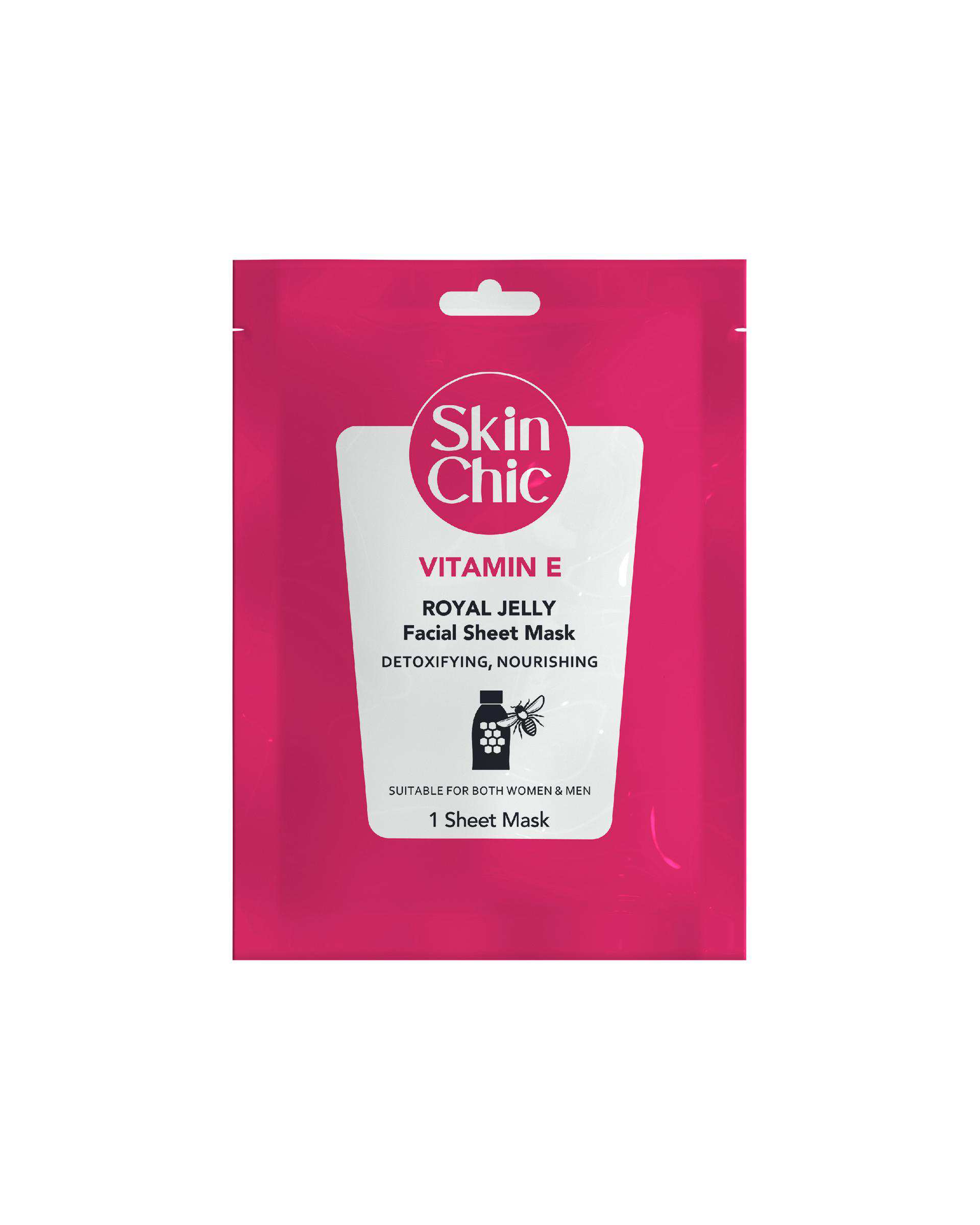 ماسک ورقه ای صورت اسکین شیک Skin Chic حاوی ویتامین E و عصاره رویال ژلی 25ml